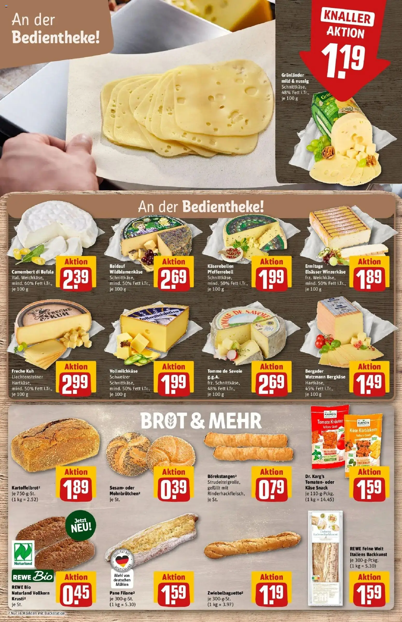 Rewe Prospekt Mannheim – gültig ab 13.07.2026 | Seite: 11 | Produkte: Käse, Tomaten, Grunlander, Brot