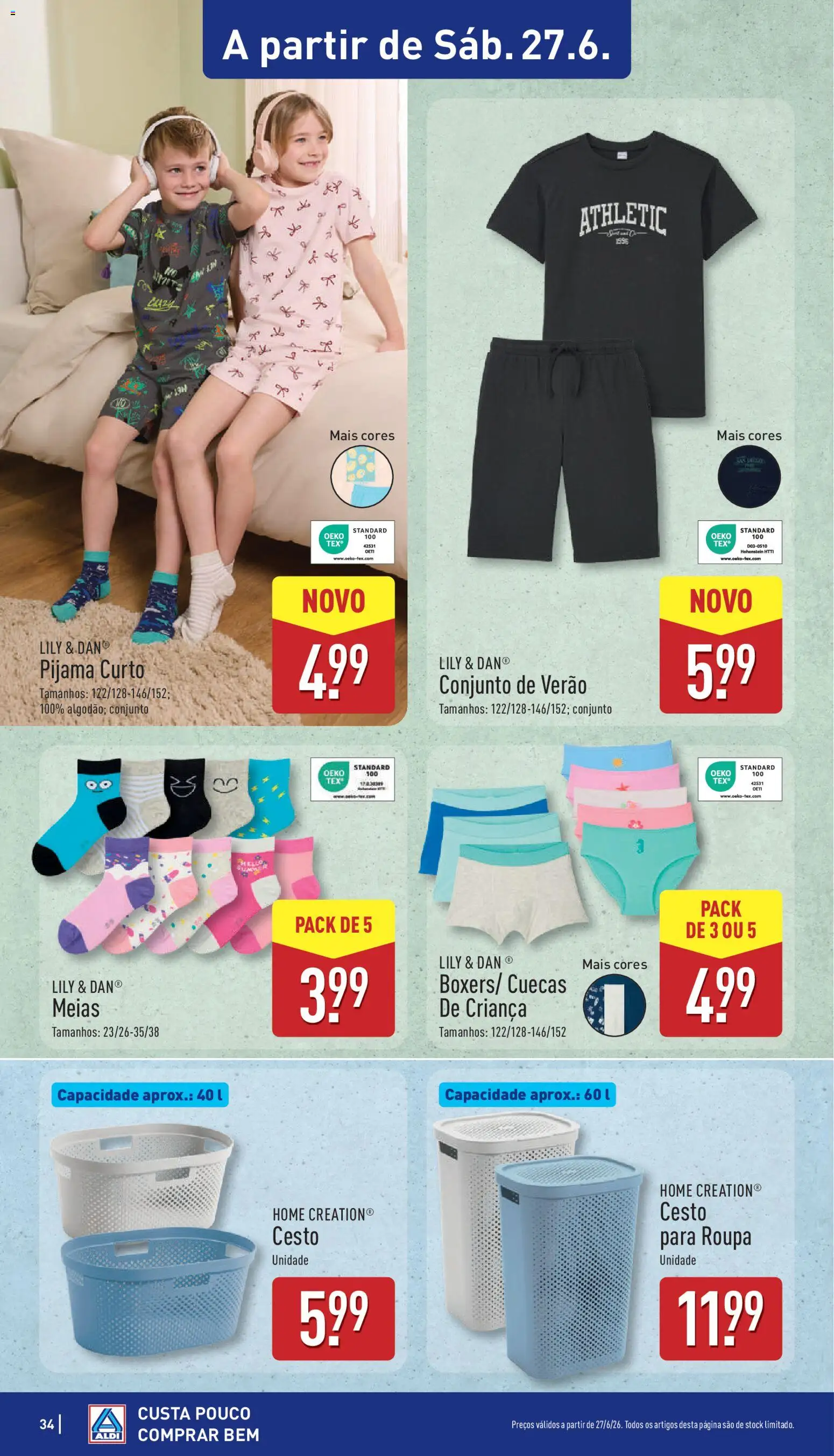 Aldi folheto │ válido de 22.06.2026 | Página: 34 | Produtos: Meias, Cuecas