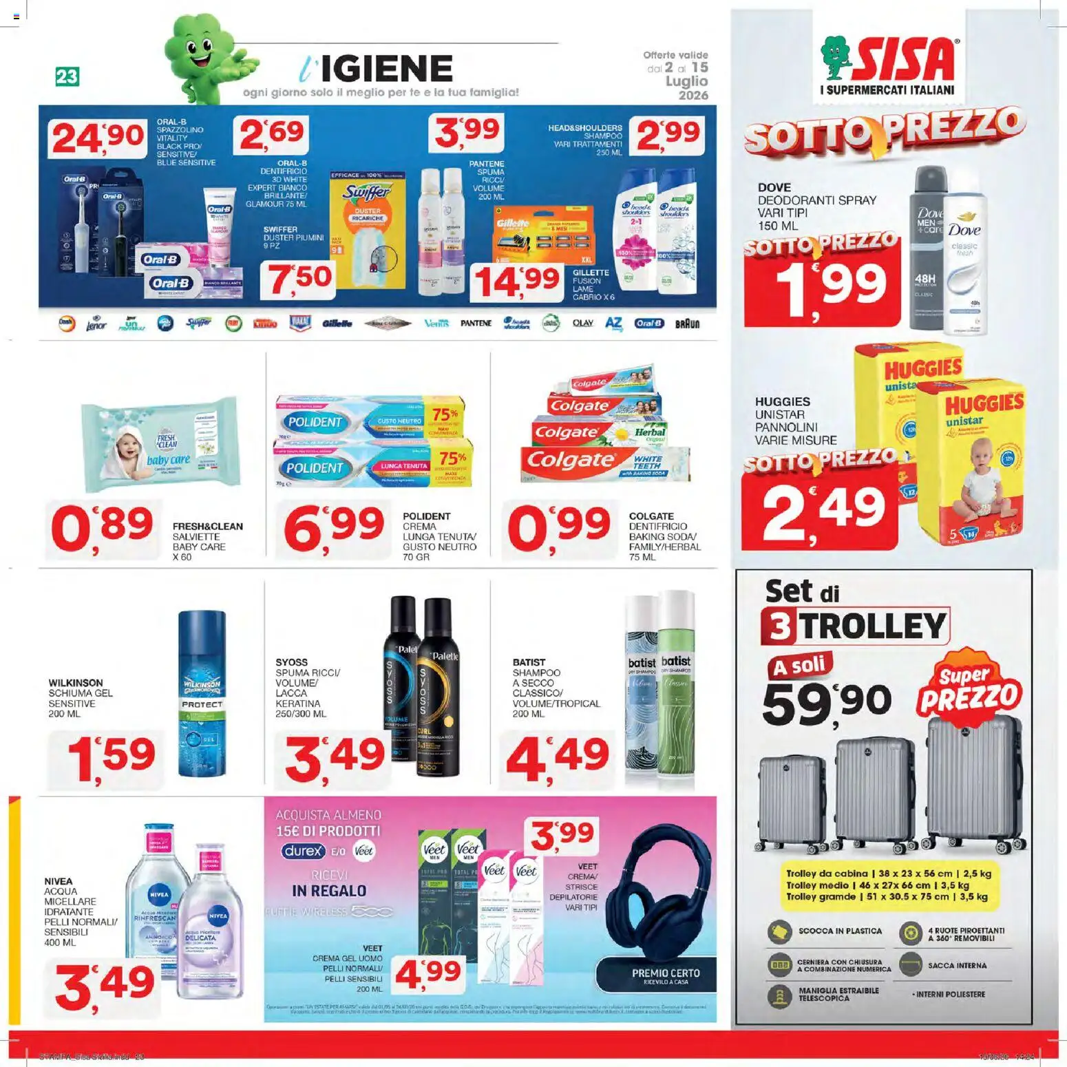 Volantino SISA del 02/07/2026 | Pagina: 23 | Prodotti: Shampoo, Crema, Tè, Trolley
