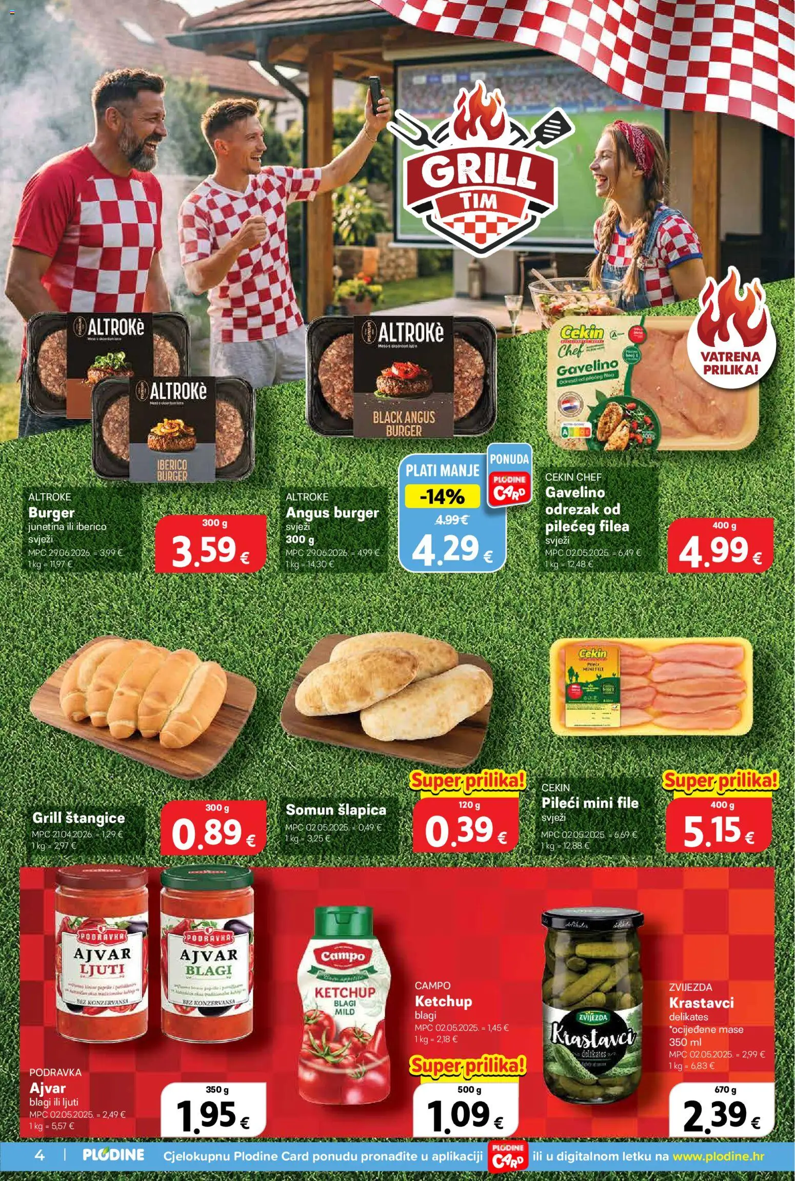 Plodine katalog | vrijedi od 08.07.2026 | Stranica: 4 | Proizvodi: Junetina, Podravka, Ajvar, Krastavci