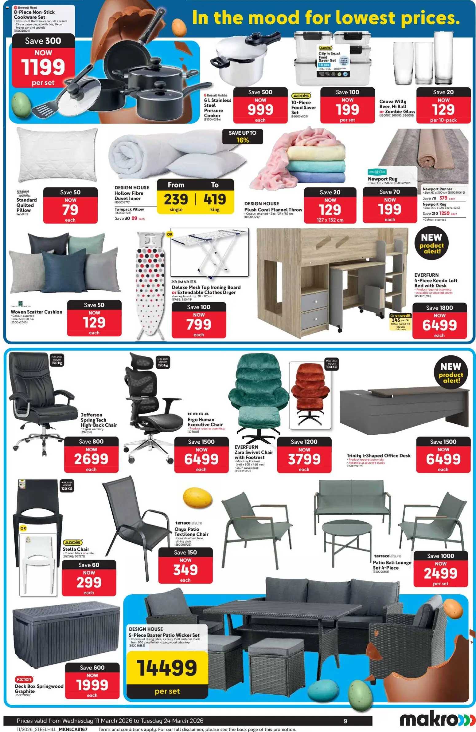 New Makro catalogue – valid from 11.03.2026 | Page: 9 | Products: Cushion, Bed, Pillow, Table