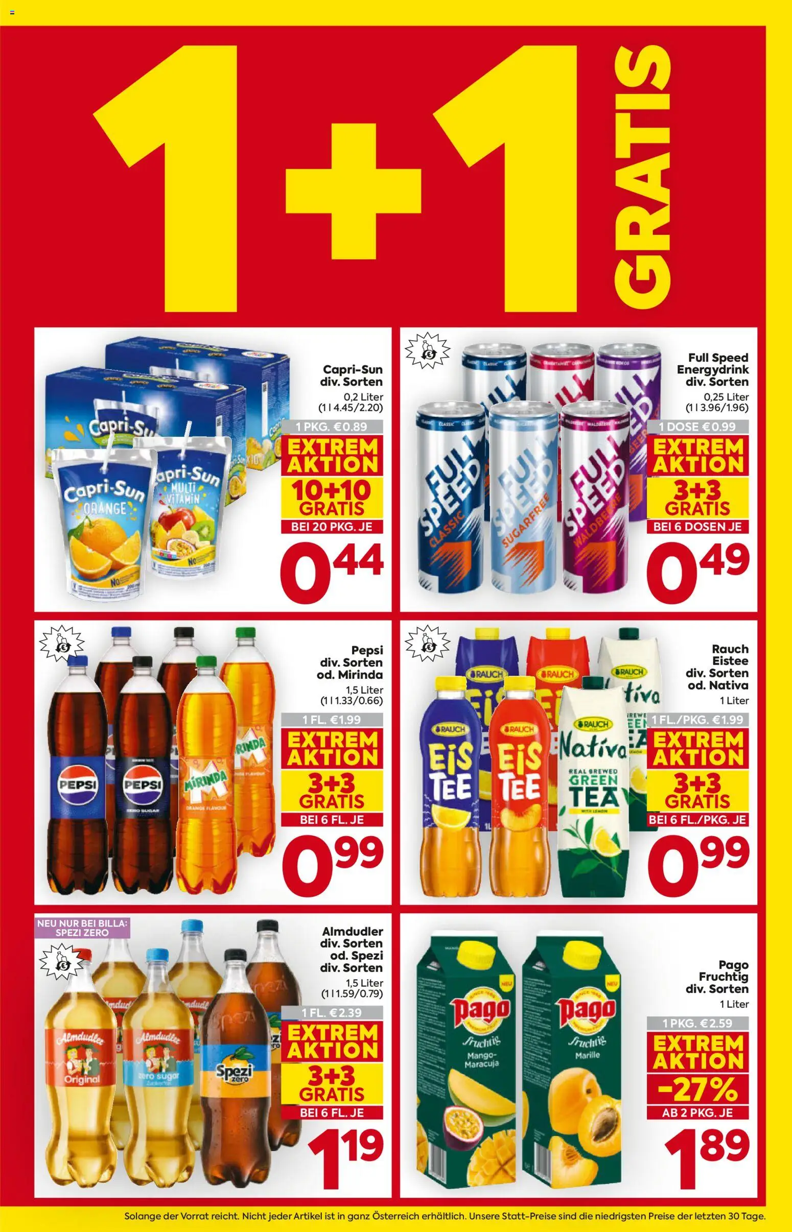 Billa AT akciós ujság - amely érvényes a következő dátumtól: 2026.08.06. | Oldal: 3 | Termékek: Pepsi, Mirinda, Rauch, Mangó