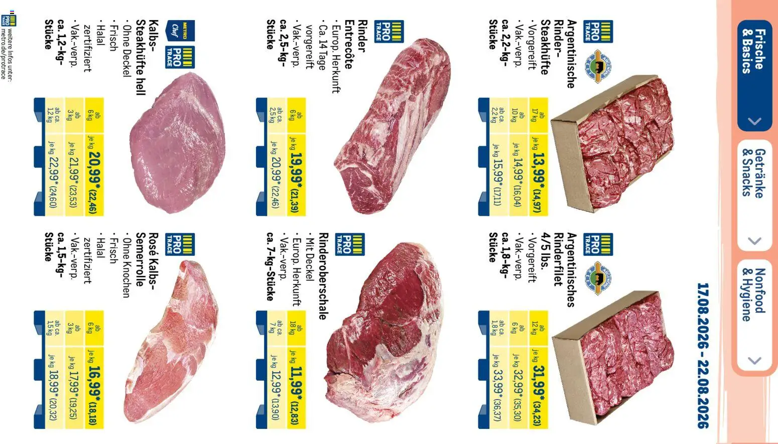 Metro NonFood-Angebote – gültig ab 17.08.2026 | Seite: 34 | Produkte: Rinderfilet, Entrecote