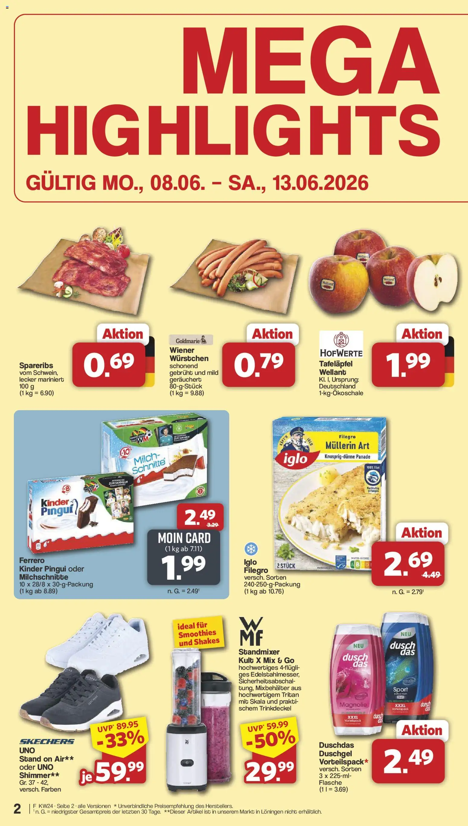 Famila Nordwest Prospekt – gültig ab 08.06.2026 | Seite: 2 | Produkte: Milch, Iglo, Duschgel, Duschdas