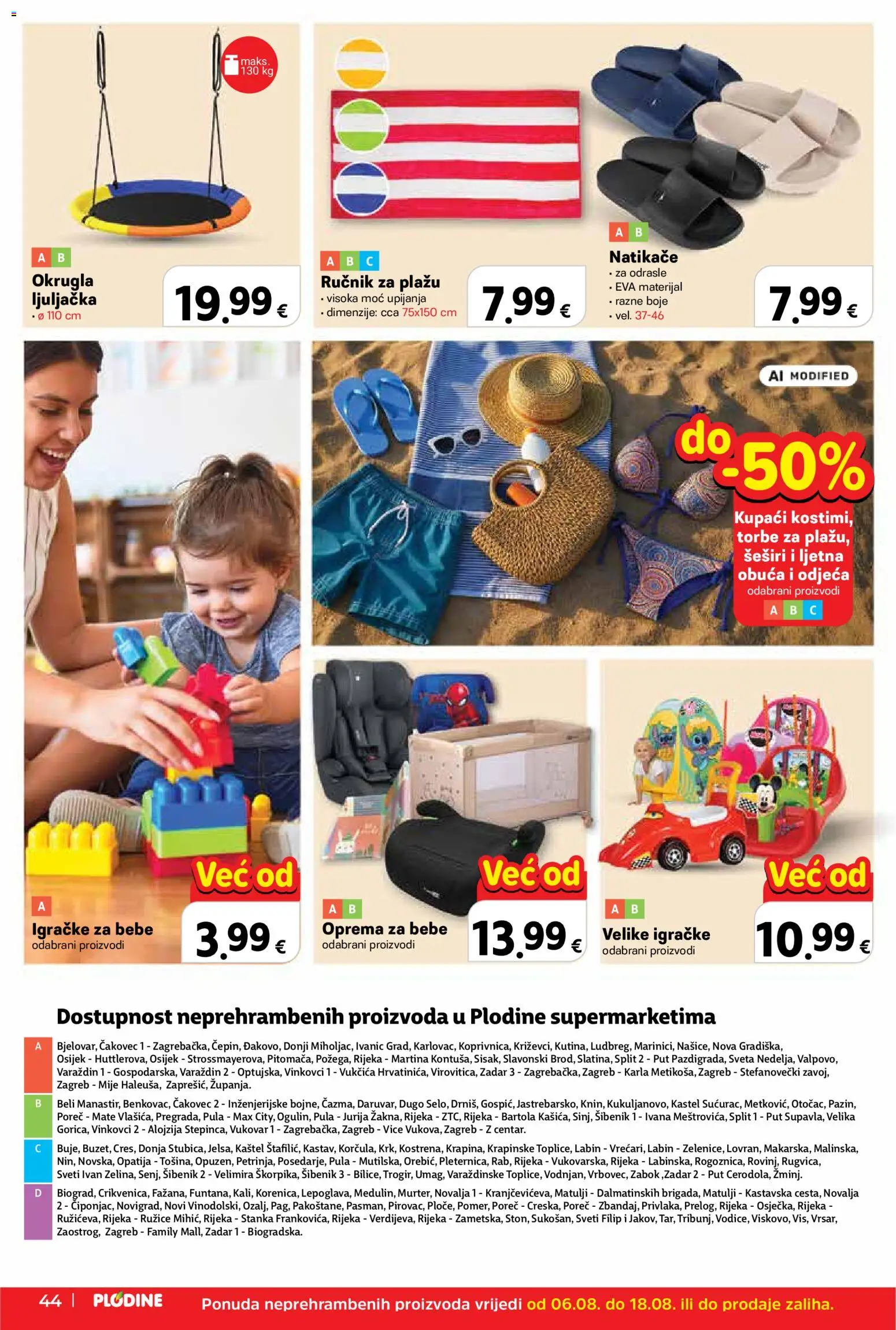 Plodine katalog | vrijedi od 06.08.2026 | Stranica: 44 | Proizvodi: Natikače, Ljuljačka, Odjeća, Ručnik