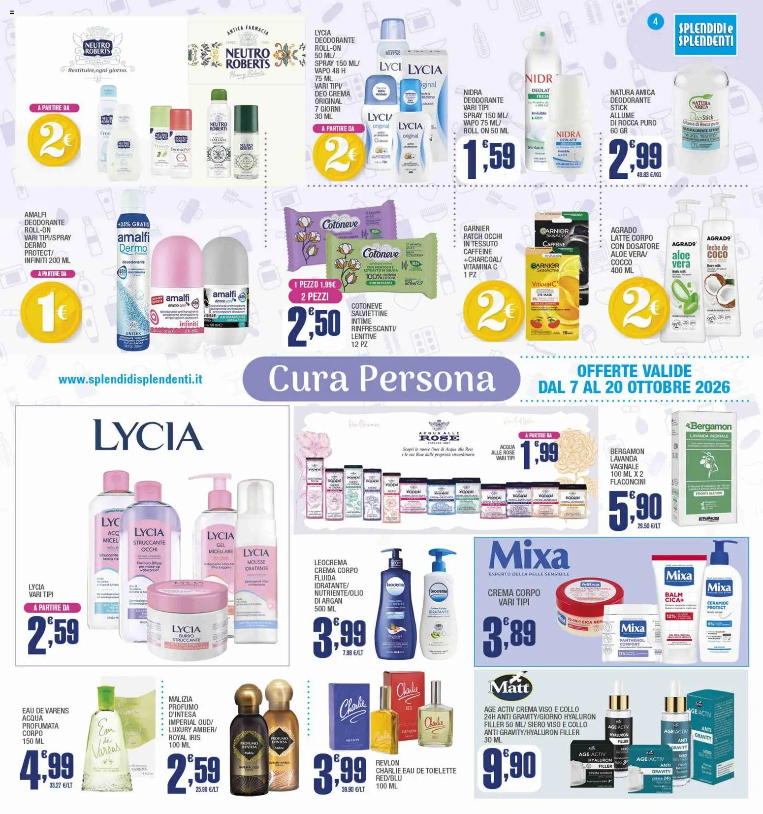 Volantino Splendidi e Splendenti del 07/10/2026 | Pagina: 4 | Prodotti: Crema, Detergente, Latte, Lavanda
