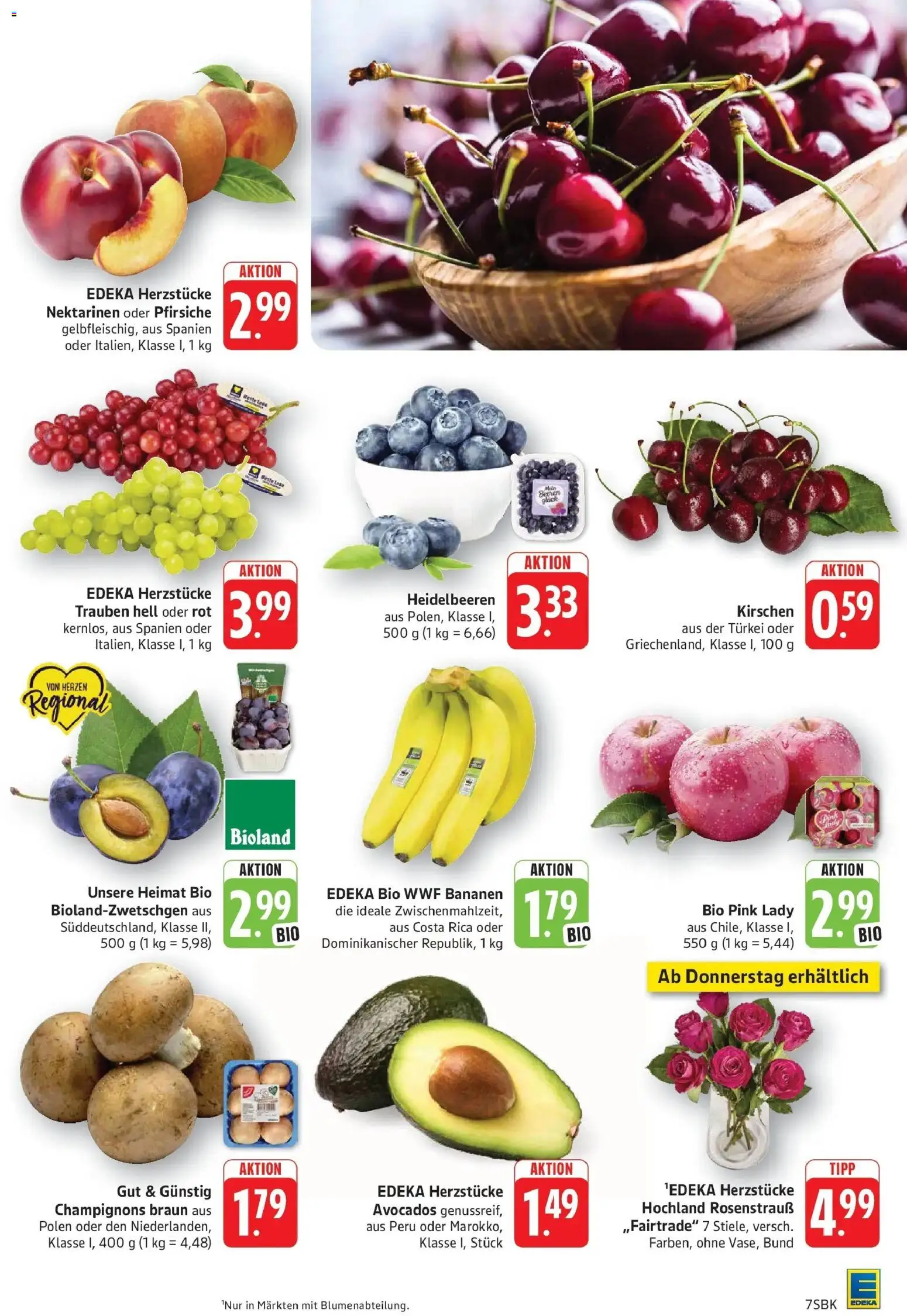 Edeka Prospekt Walldorf (ab 10.08.2026) » Angebote Online | Seite: 7 | Produkte: Nektarinen, Bananen, Kirschen, Heidelbeeren