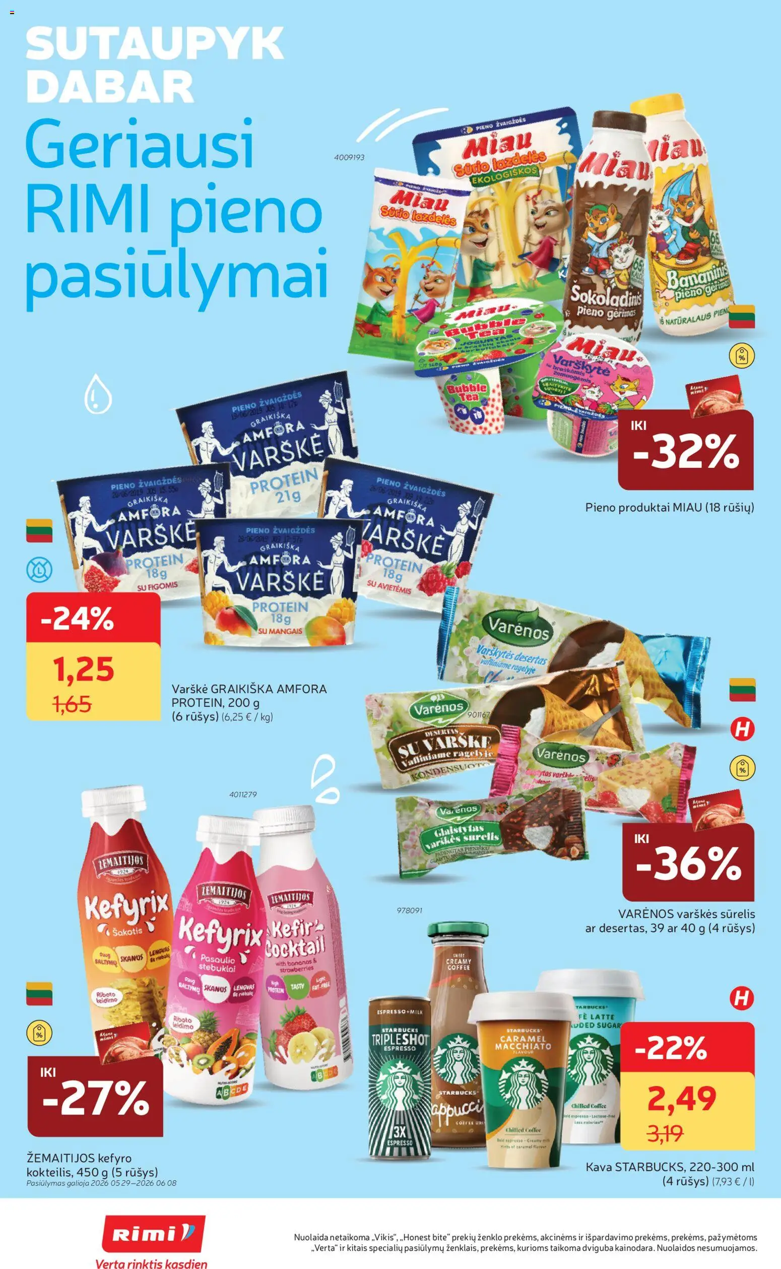 Rimi akcijos nuo 02.06.2026 | Puslapis: 20 | Prekių: Sūrelis, Varškė, Kava