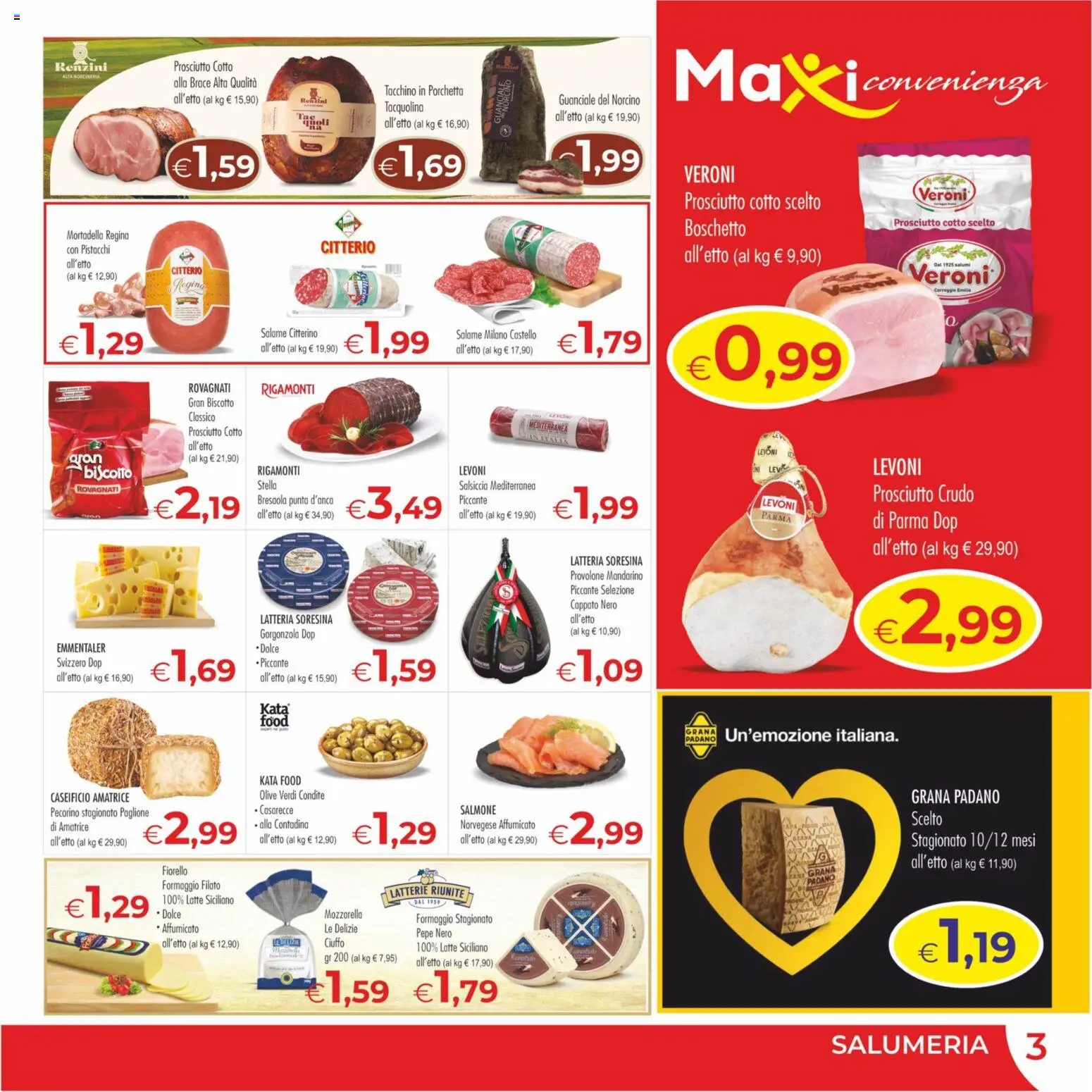 Volantino MerSi Supermercati del 06.05.2026 | Pagina: 3 | Prodotti: Prosciutto Crudo, Porchetta, Latte, Gorgonzola