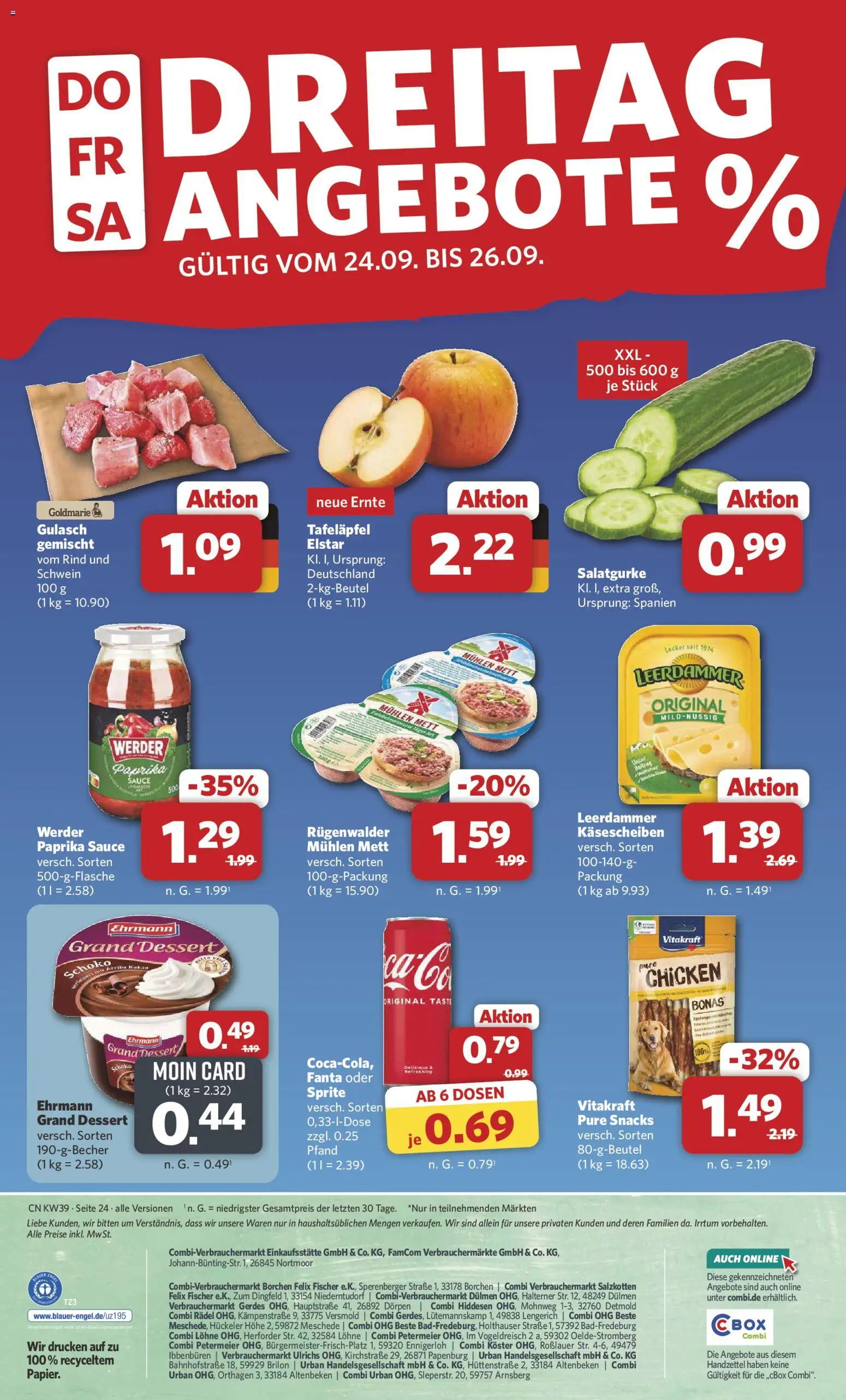 Combi Prospekt – gültig ab 21.09.2026 | Seite: 26 | Produkte: Fanta, Sprite, Ehrmann grand dessert, Paprika