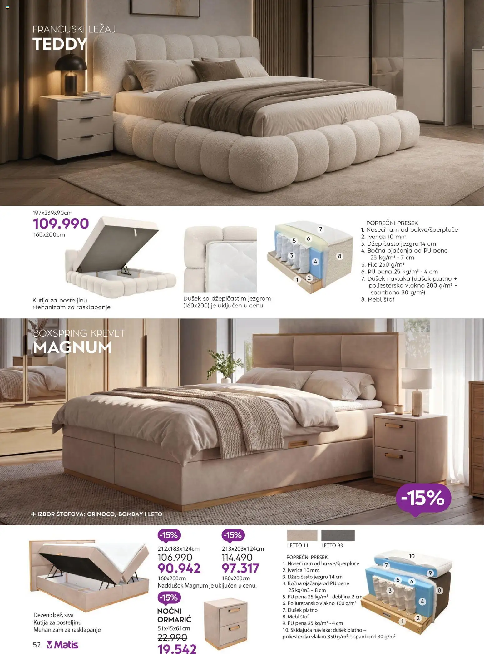 Matis katalog - važi od 01.01.2026 | Strana: 52 | Proizvode: Krevet, Pena, Kutija, Magnum