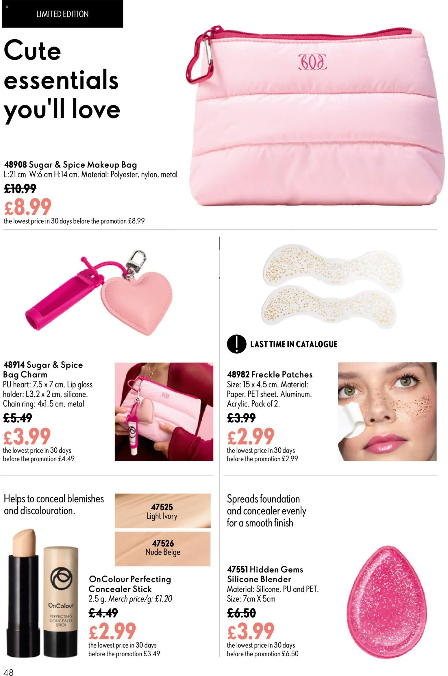 {H1} | Page: 48 | Products: Concealer, Lip gloss, Papier carton, Bag