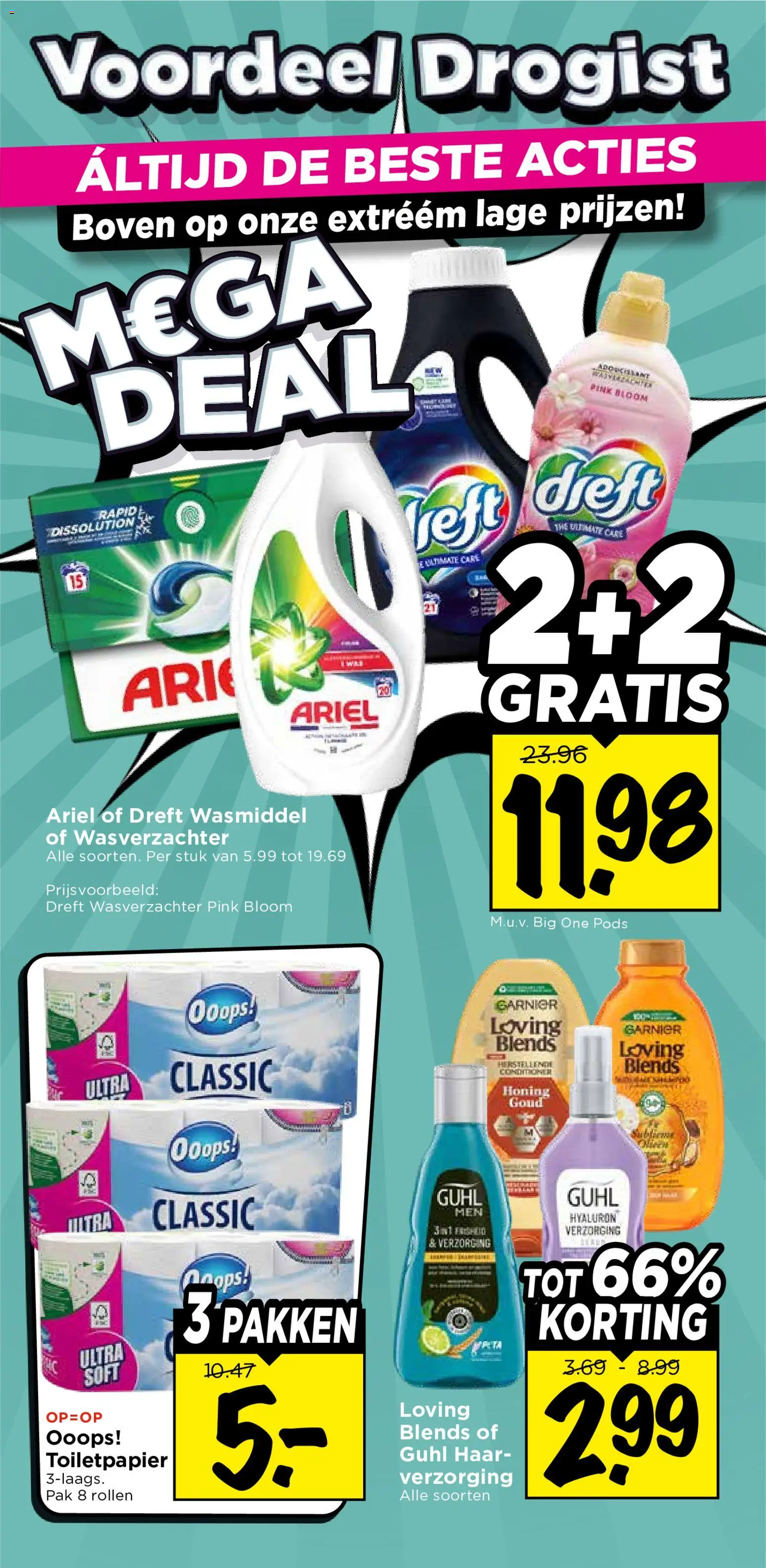 {H1} | Pagina: 16 | Producten: Wasmiddel, Wasverzachter, Toiletpapier