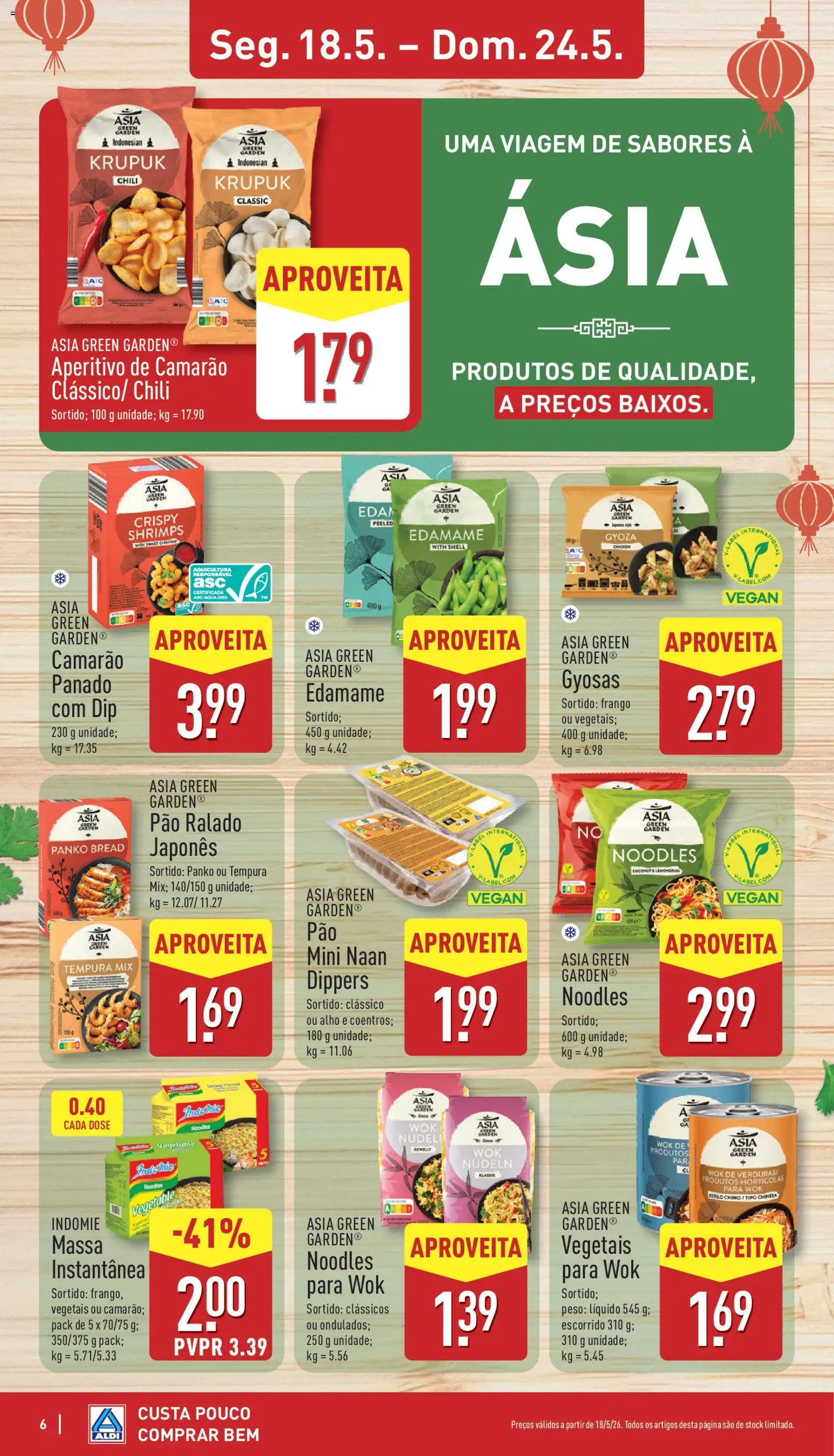 Aldi folheto │ válido de 18.05.2026 | Página: 6 | Produtos: Frango, Edamame, Camarão, Pão