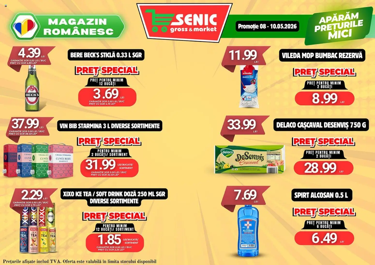 Noul catalog Senic – valabil de la 04.05.2026 | Pagină: 8 | Produse: Mop, Cașcaval, Mici, Bere