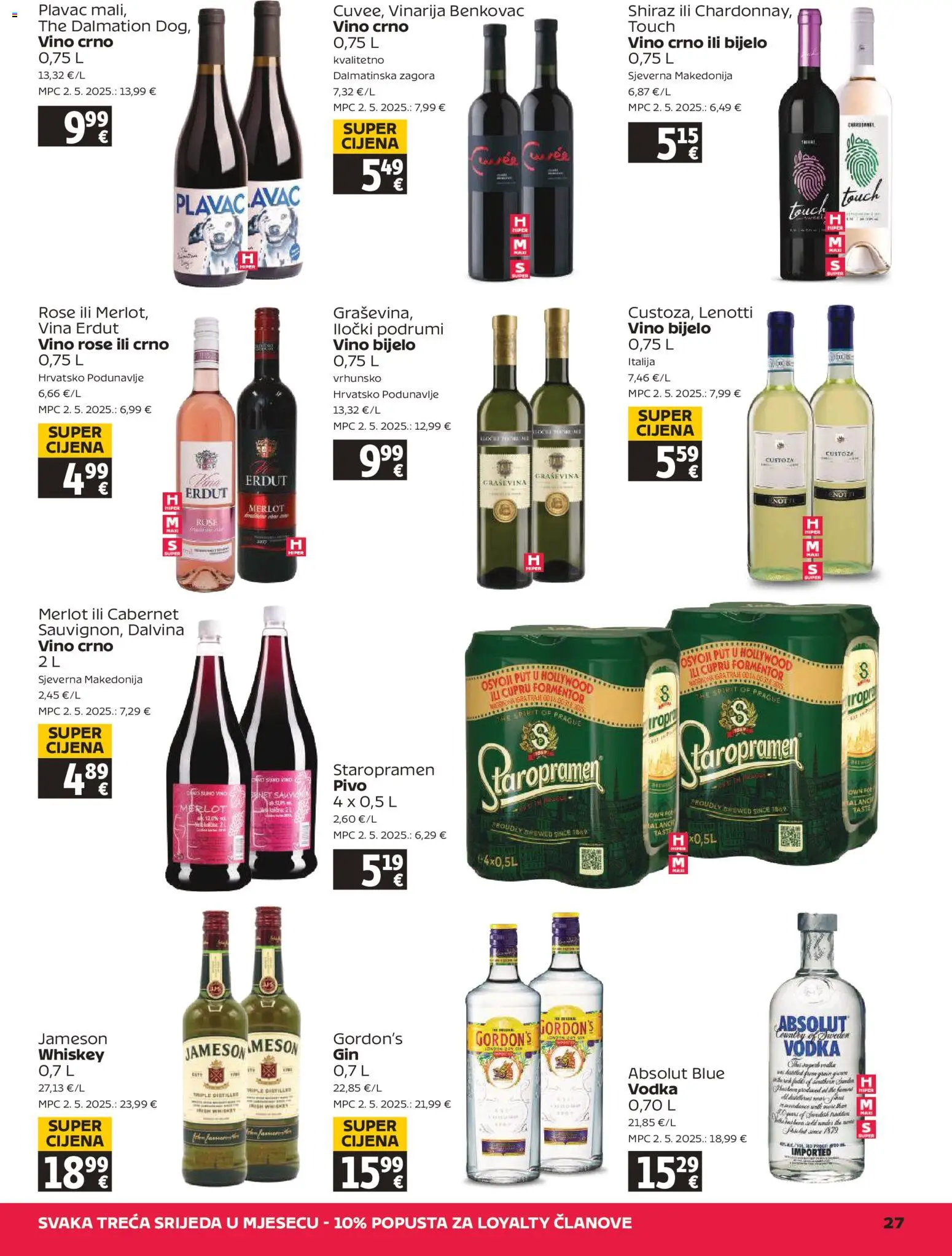 Tommy katalog | vrijedi od 09.07.2026 | Stranica: 27 | Proizvodi: Bijelo vino, Jameson, Staropramen, Pivo