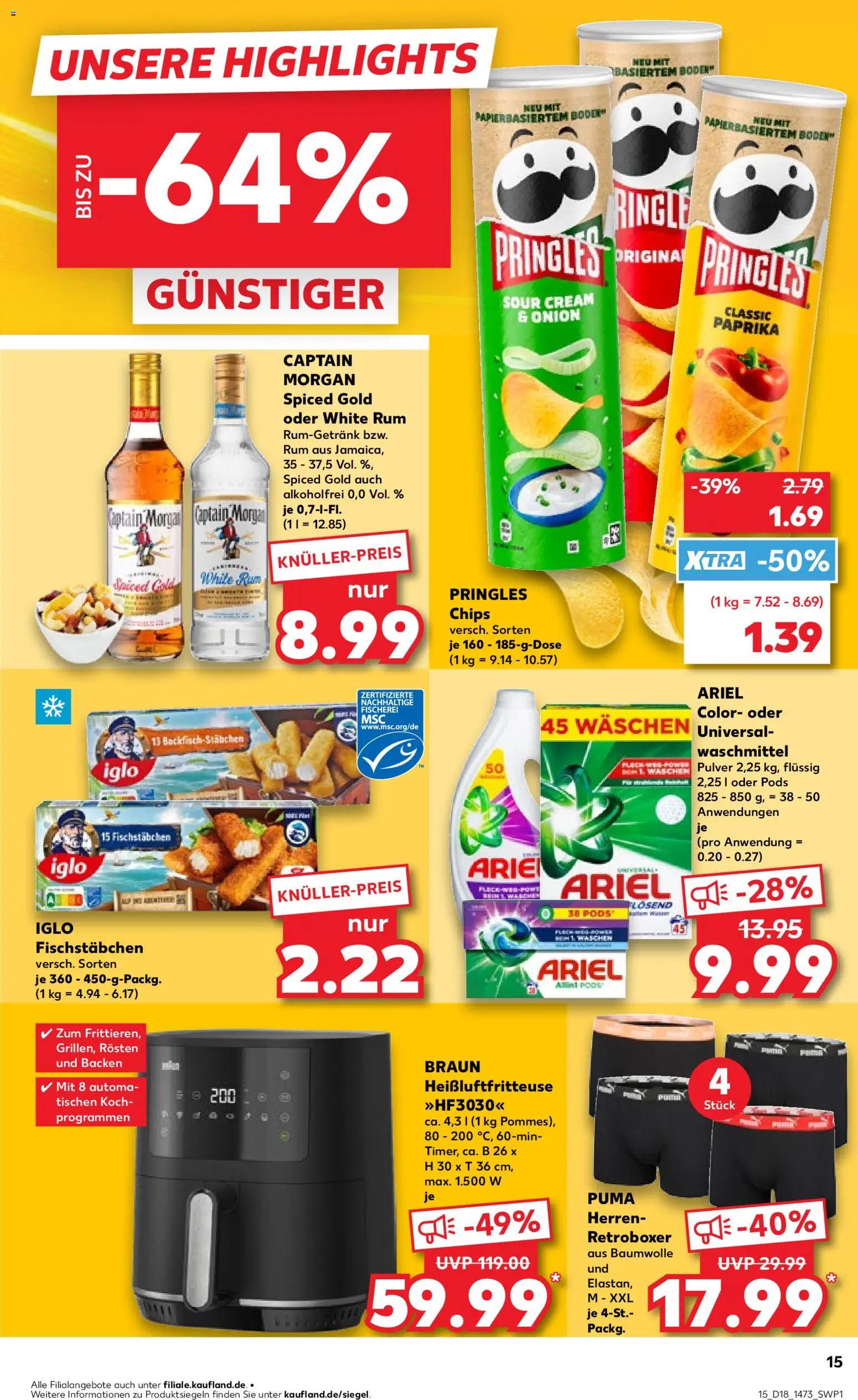 Kaufland Prospekt Frankfurt (Oder)	 – gültig ab 30.04.2026 | Seite: 15 | Produkte: Ariel, Iglo, Fischstabchen, Pringles
