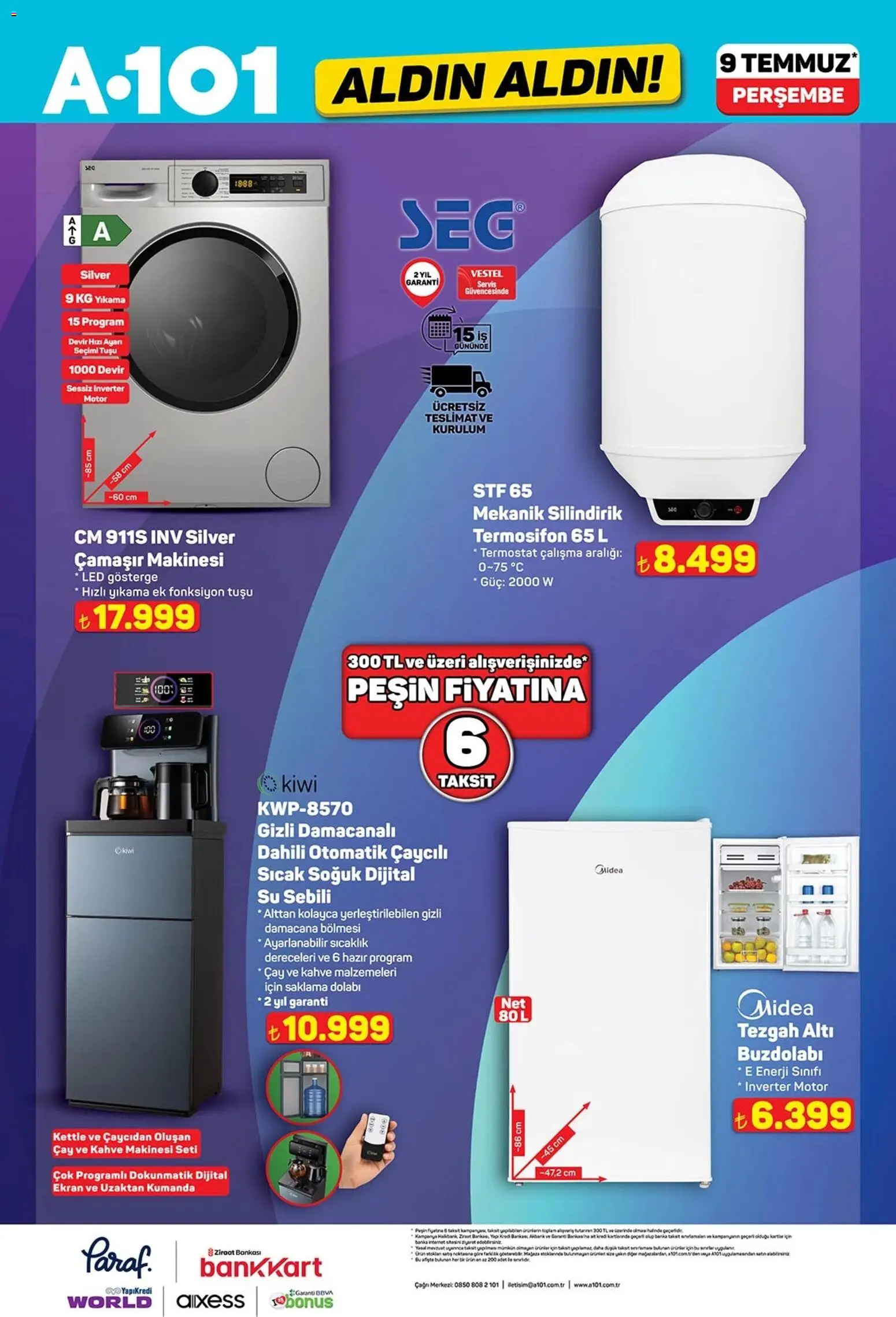 A101 - Katalog Aldın Aldın - 09 Temmuz 2026 tarihinden itibaren geçerlidir | Sayfa: 8 | Ürünler: Kahve, Su, Su sebili, Kahve makinesi
