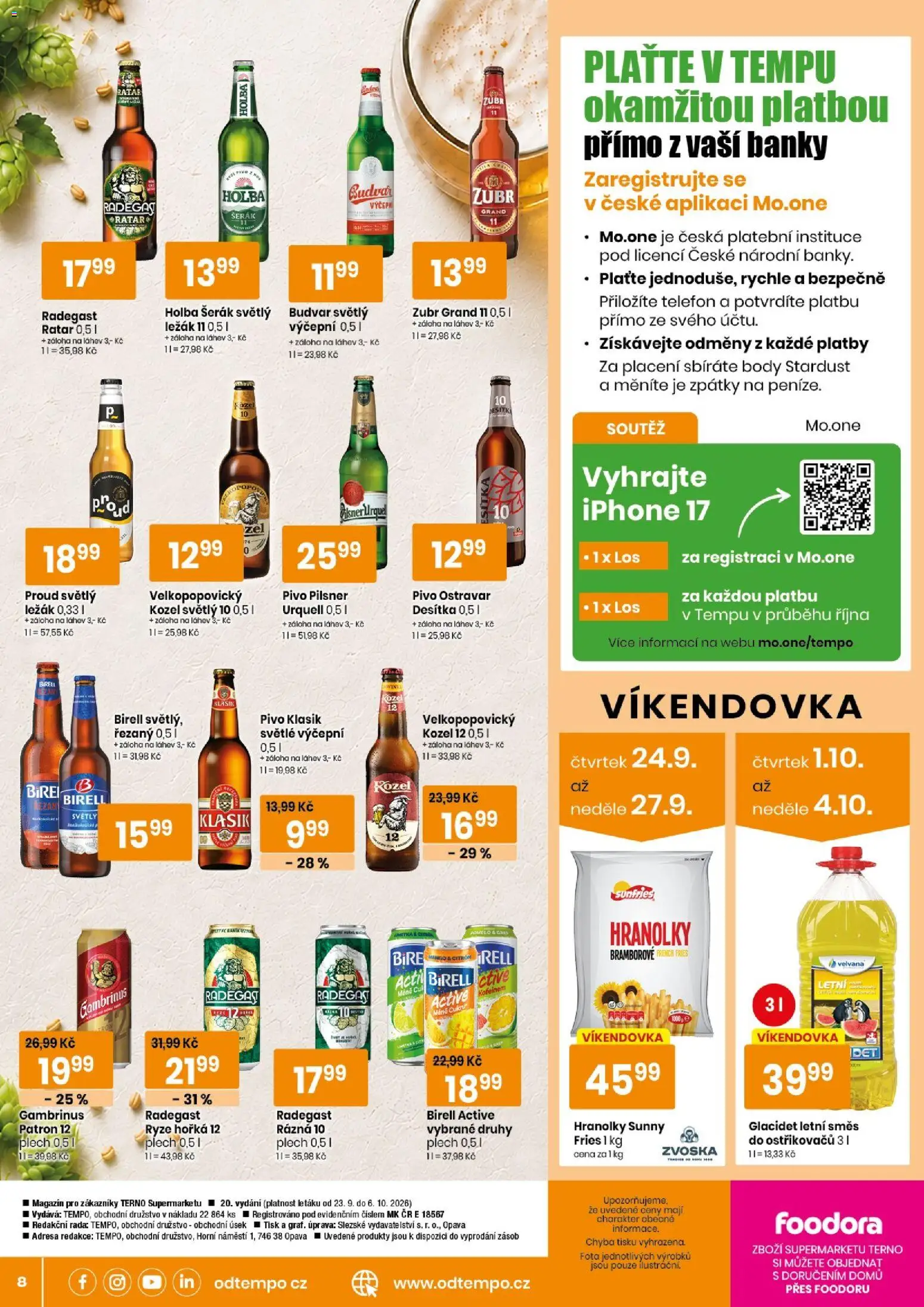 Tempo leták od 23.09.2026 | Strana: 8 | Produkty: Holba šerák, Birell, Pilsner, Šerák