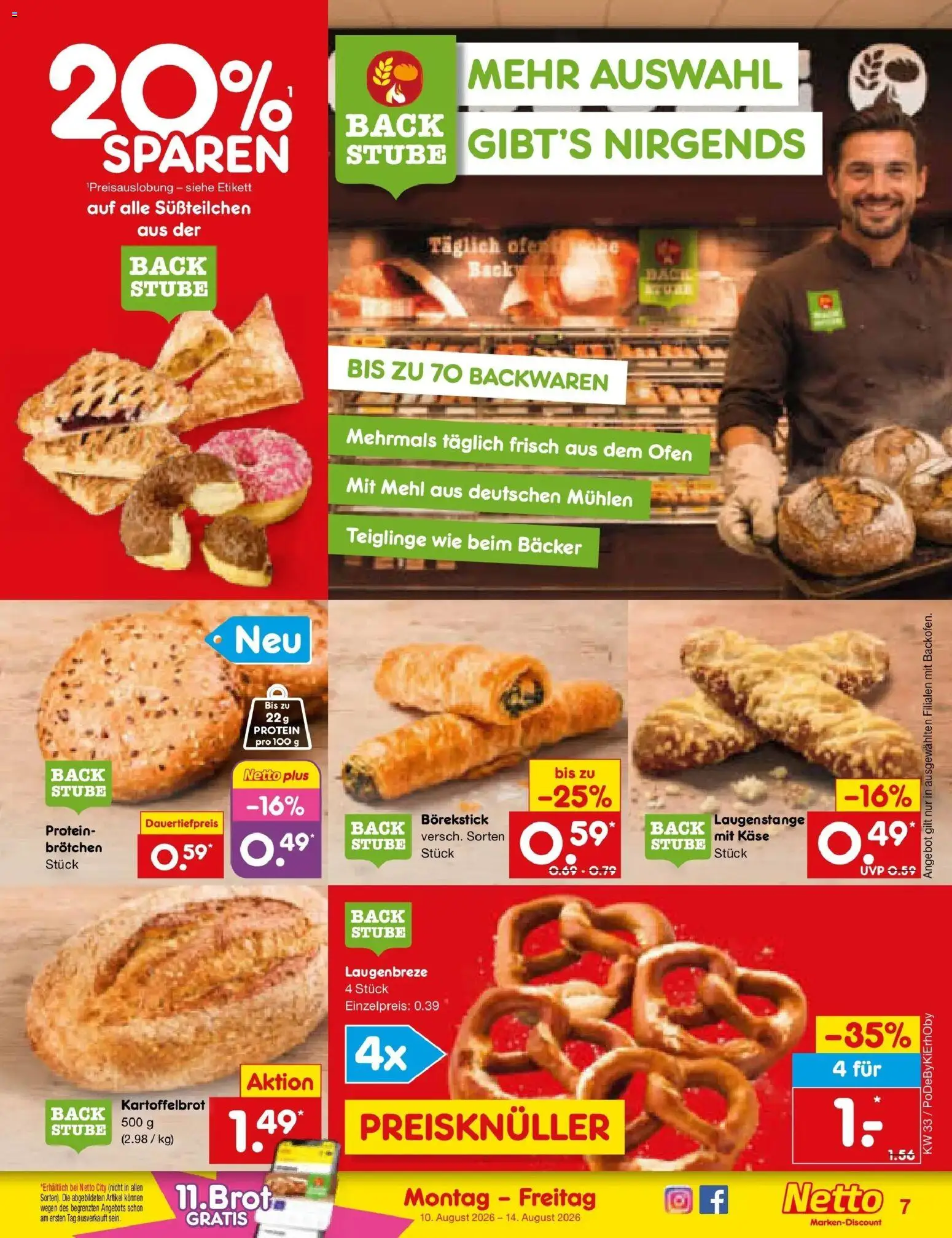 Netto Marken-Discount Prospekt Selb (ab 10.08.2026) » Angebote | Seite: 7 | Produkte: Ofen, Mehl, Käse