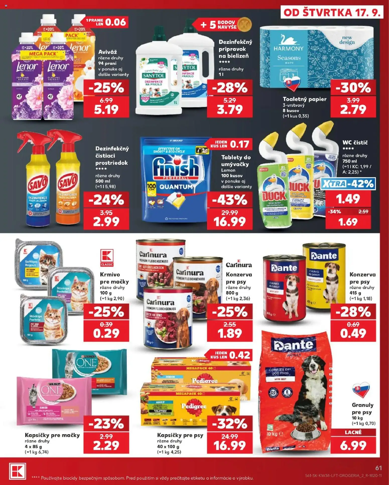 Nové Kaufland akcie – leták je platný od 17.09.2026 | Strana: 61 | Produkty: Sanytol, Savo, Kapsičky, Lenor