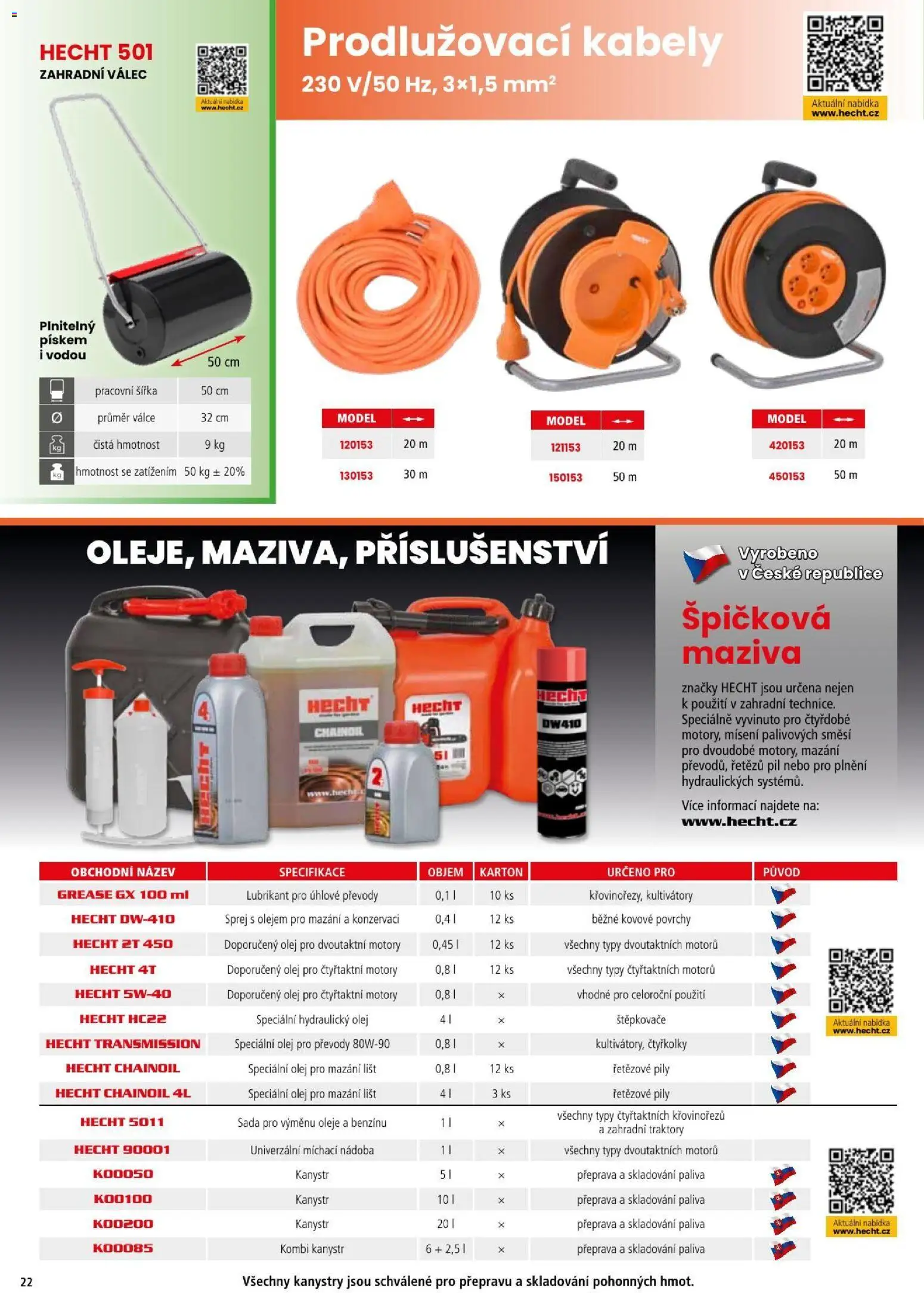 Hecht katalog - Léto - podzim 2026 od 21.08.2026 | Strana: 22 | Produkty: Oleje, Olej, Zahradní válec, Speciální olej
