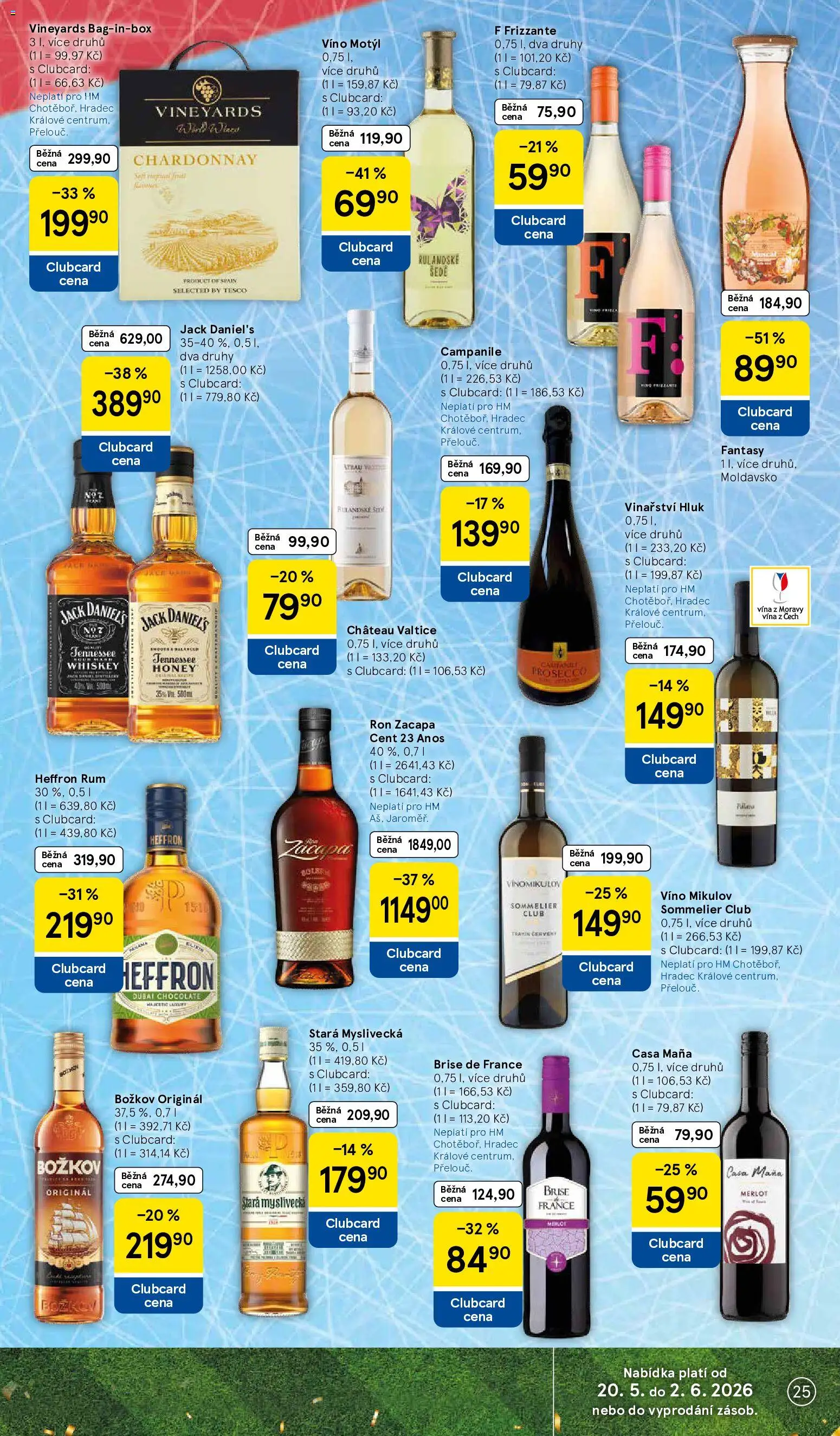 Tesco leták - Hypermarket od 20.05.2026 | Strana: 25 | Produkty: Whiskey, Rum Heffron, Heffron rum, Mana