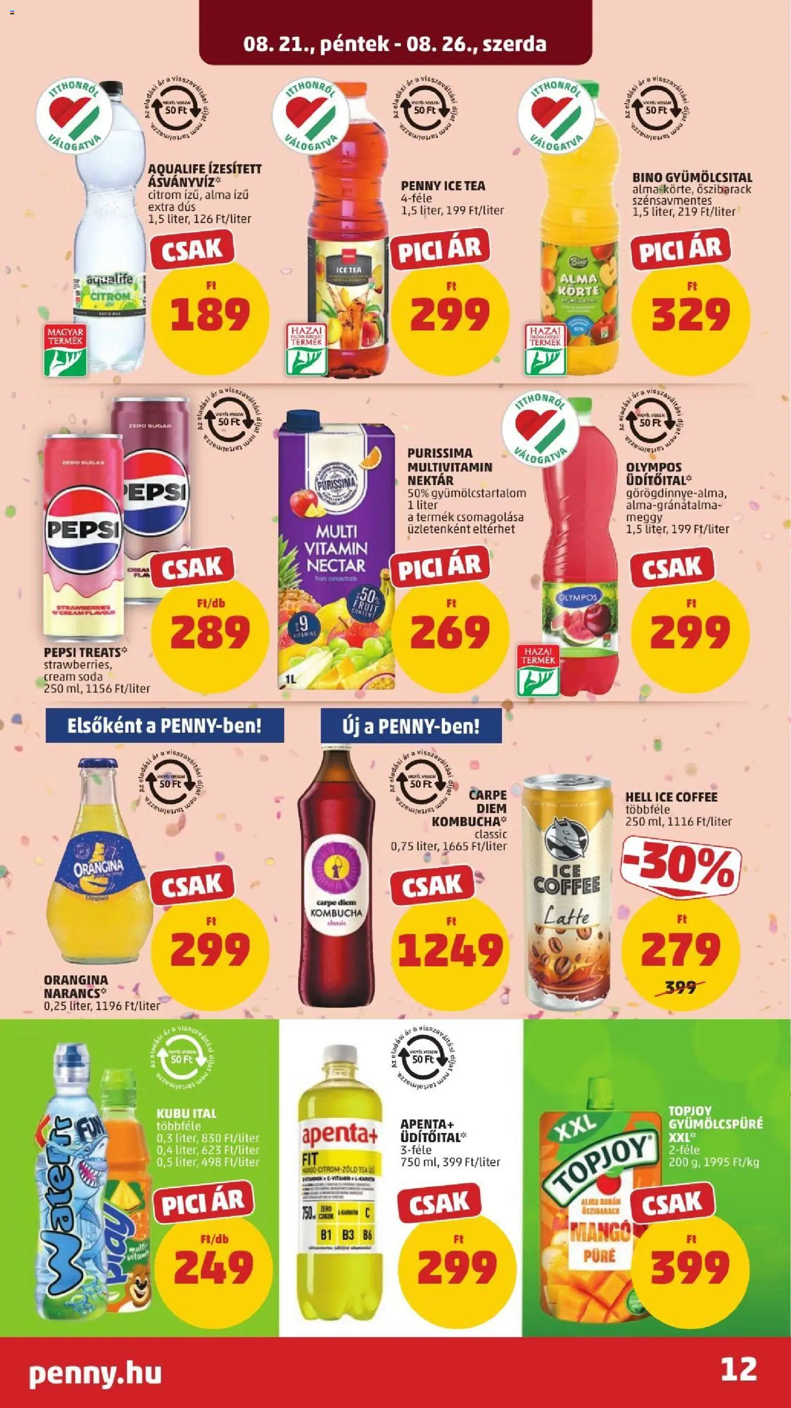 PENNY akciós ujság - amely érvényes a következő dátumtól: 2026.08.21. | Oldal: 16 | Termékek: Ice tea, Alma, Narancs, Citrom
