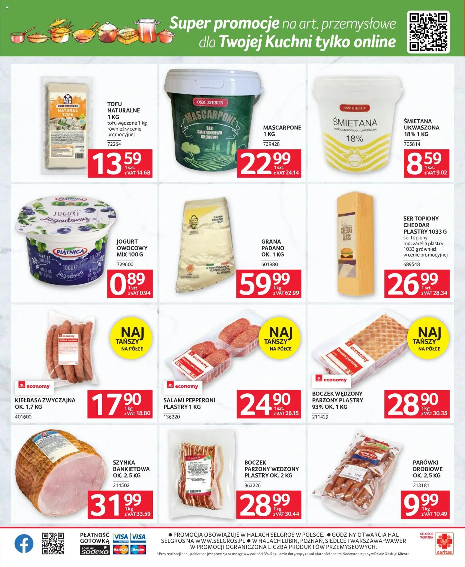 Selgros cash&carry gazetka - Oferta dla gastronomii od 16.07.2026 | Strona: 8 | Produkty: Kiełbasa, Szynka, Salami, Cheddar