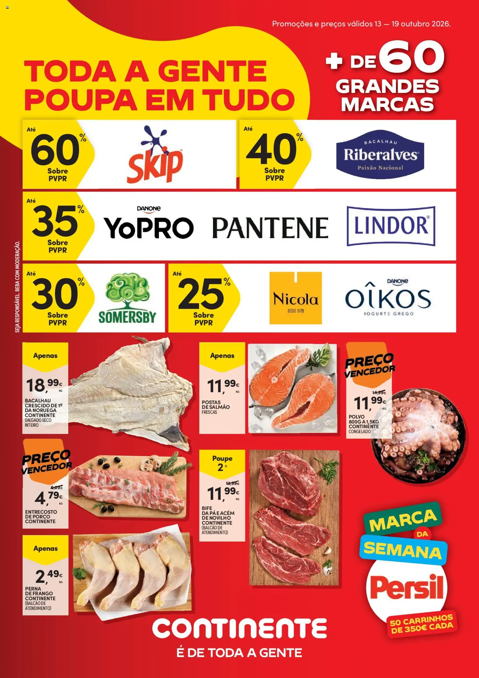 Continente folheto Bom Dia │ válido de 13/10/2026 | Página: 1 | Produtos: Polvo, Iogurte, Iogurte grego, Somersby