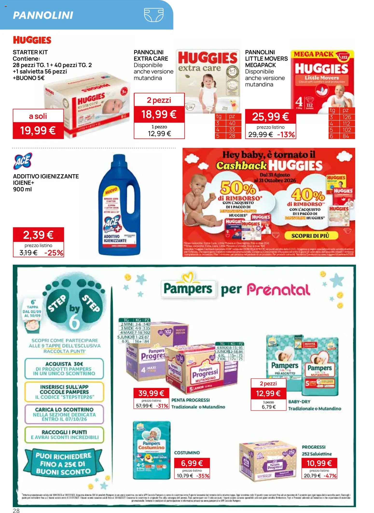 Volantino Prenatal del 20/08/2026 | Pagina: 28 | Prodotti: Pannolini, Pampers