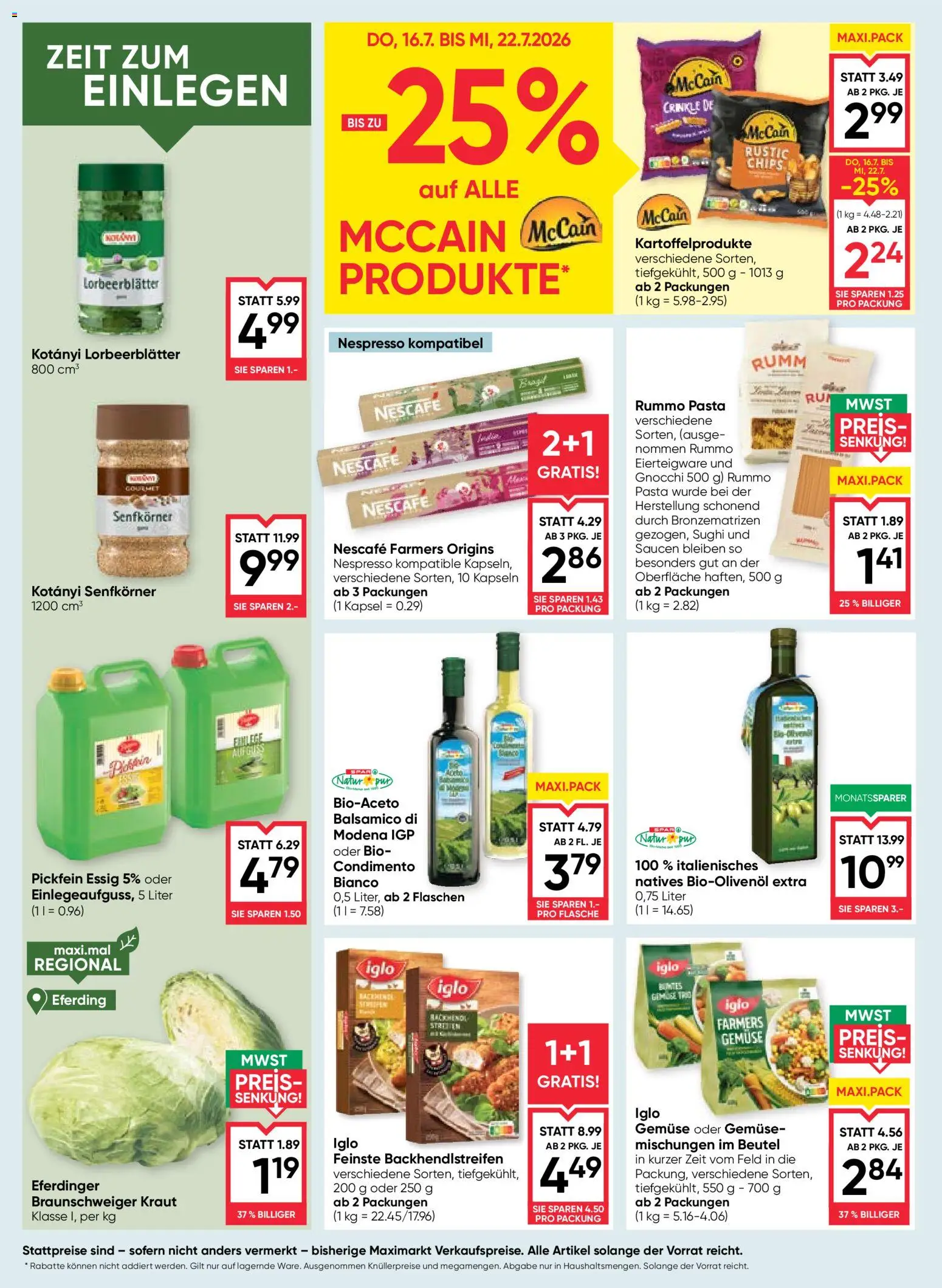 Maximarkt Flugblatt gültig ab 16.07.2026 | Seite: 10 | Produkte: Pasta, Chips, Gemüse, Kraut