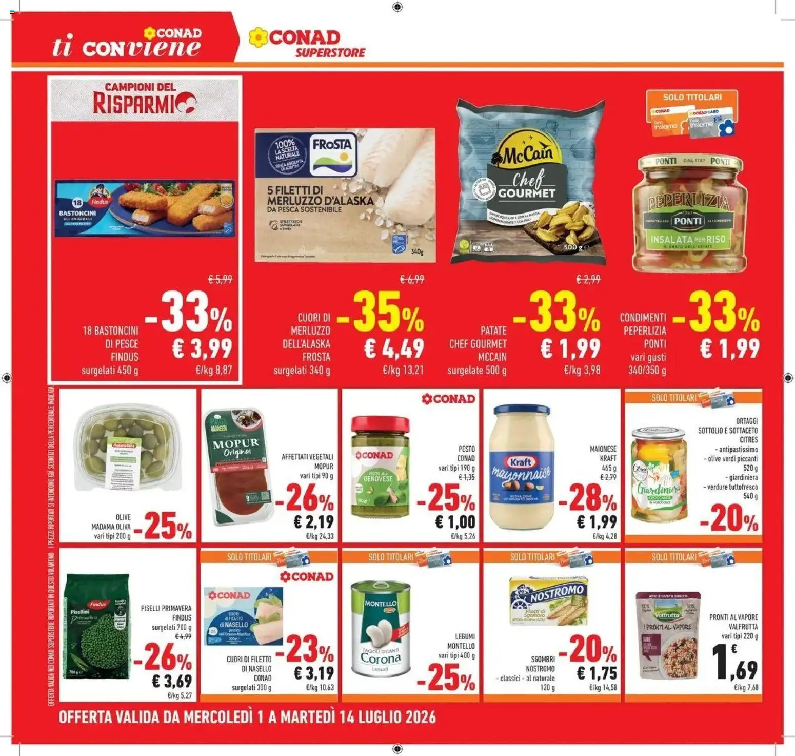 Volantino Conad del 30/06/2026 | Pagina: 26 | Prodotti: Pesce, Verdure, Pesca, Nasello