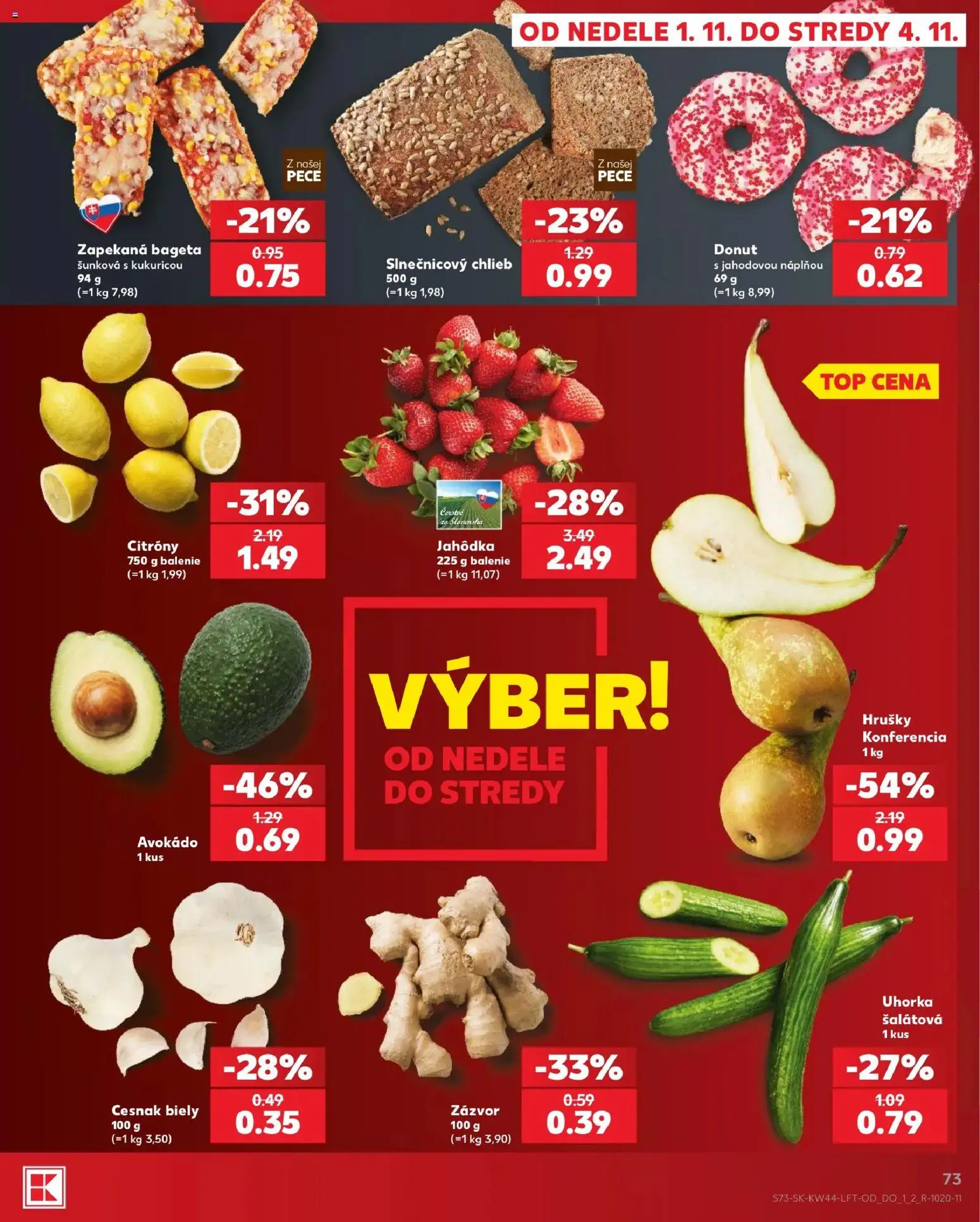Nové Kaufland akcie – leták je platný od 29.10.2026 | Strana: 73 | Produkty: Zázvor, Chlieb, Donut, Cesnak