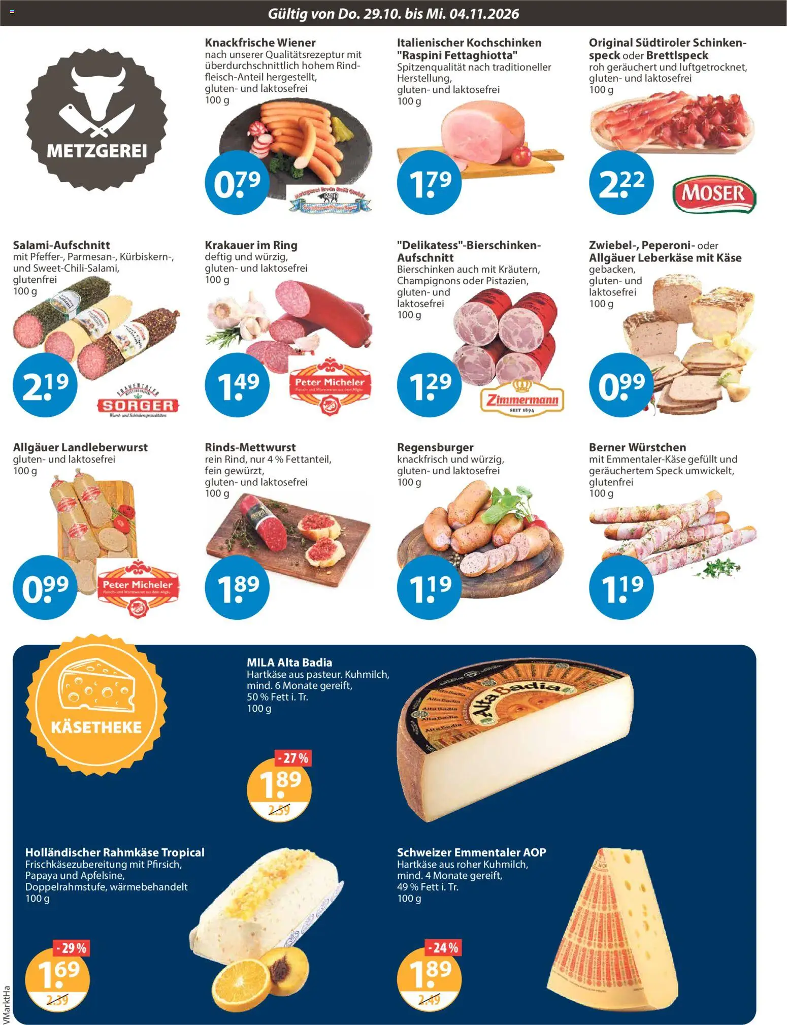 V-Markt Angebote – gültig ab 29.10.2026 | Seite: 2 | Produkte: Käse, Champignons, Schinken, Leberkase