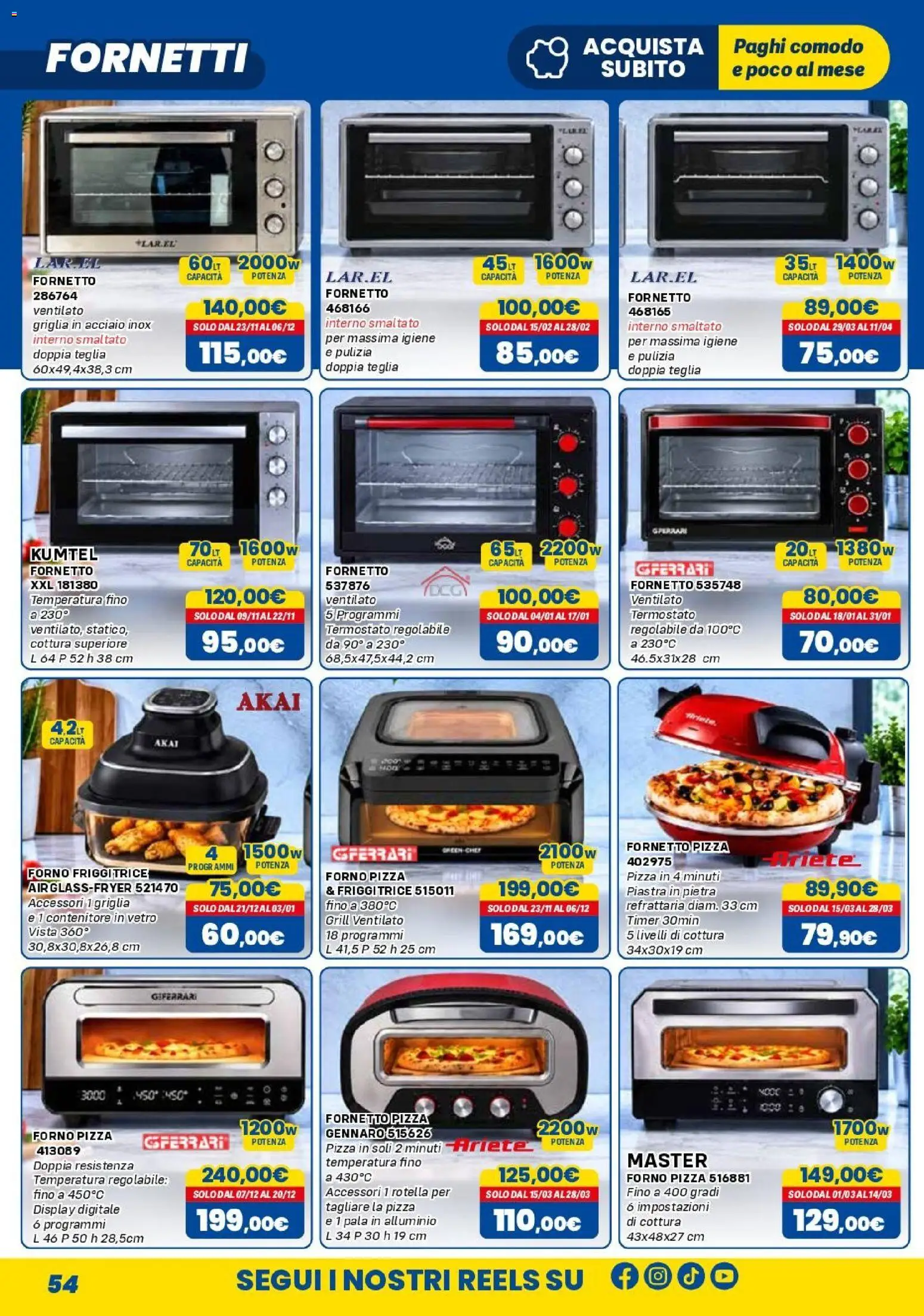 Volantino Orizzonte del 01/11/2026 | Pagina: 54 | Prodotti: Fornetto, Forno, Griglia, Friggitrice