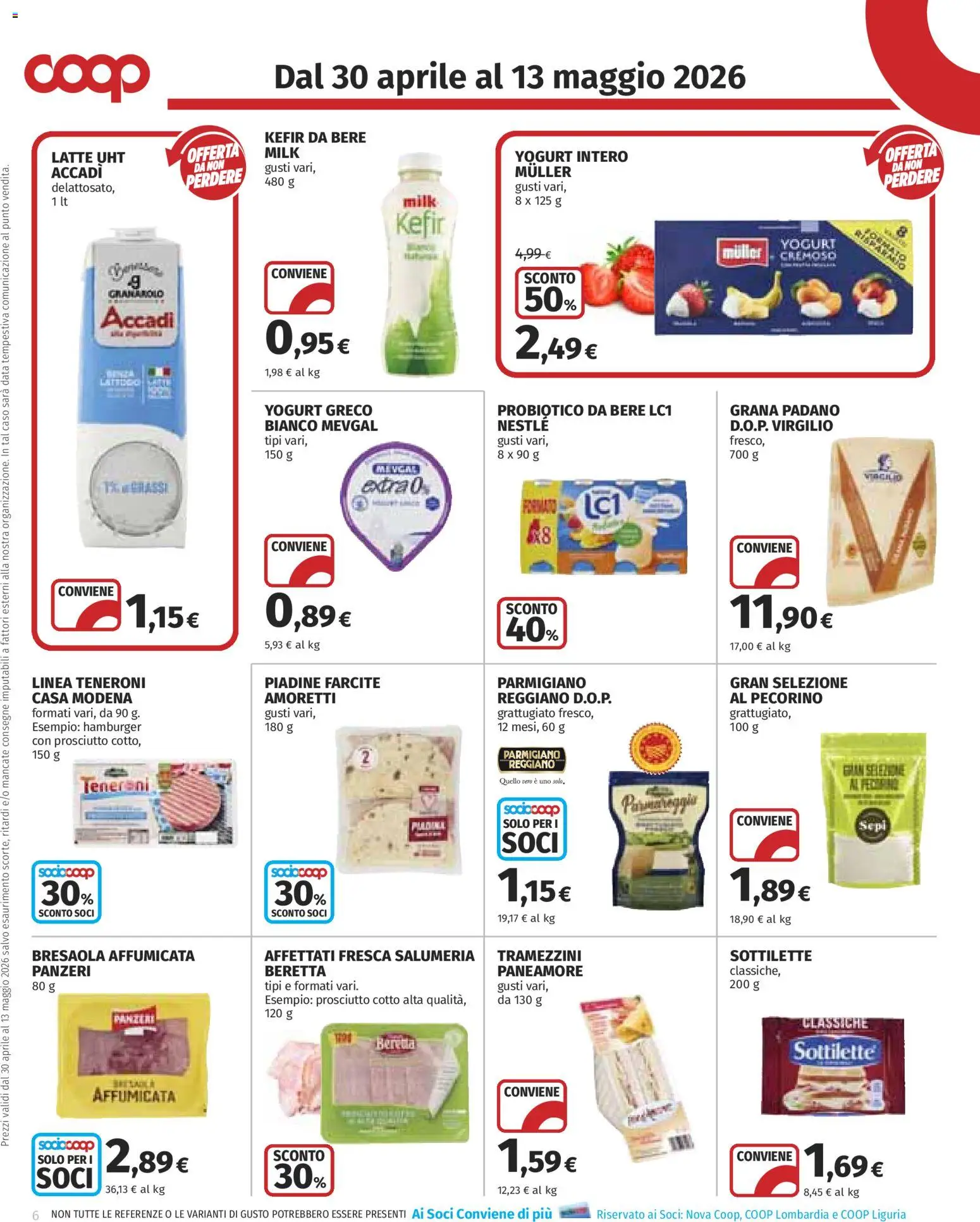 Volantino COOP del 30.04.2026 | Pagina: 6 | Prodotti: Yogurt, Data, Grana Padano, Hamburger