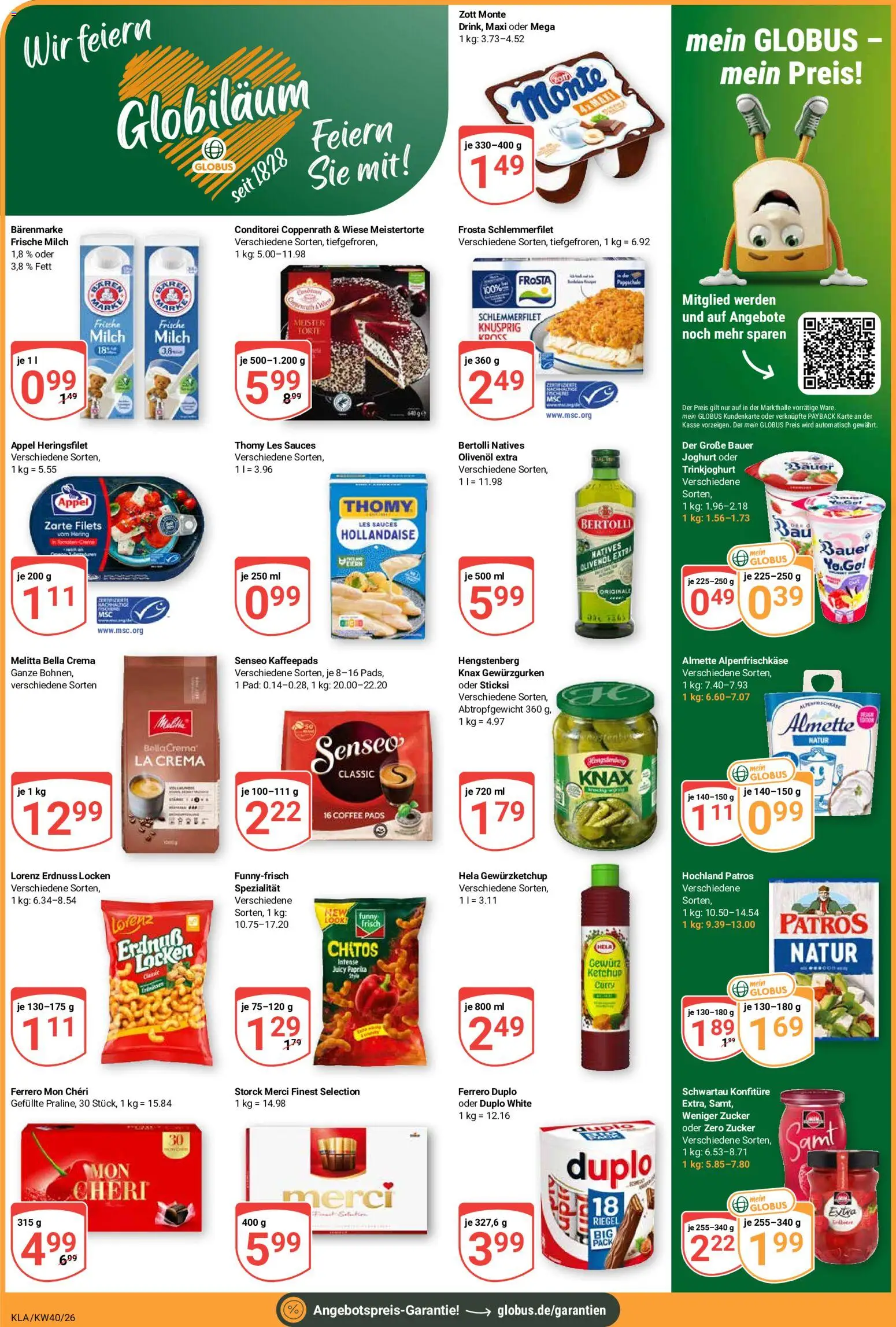 Globus Prospekt Kaiserslautern – gültig ab 28.09.2026 | Seite: 2 | Produkte: Ferrero duplo, Trinkjoghurt, Paprika, Zucker