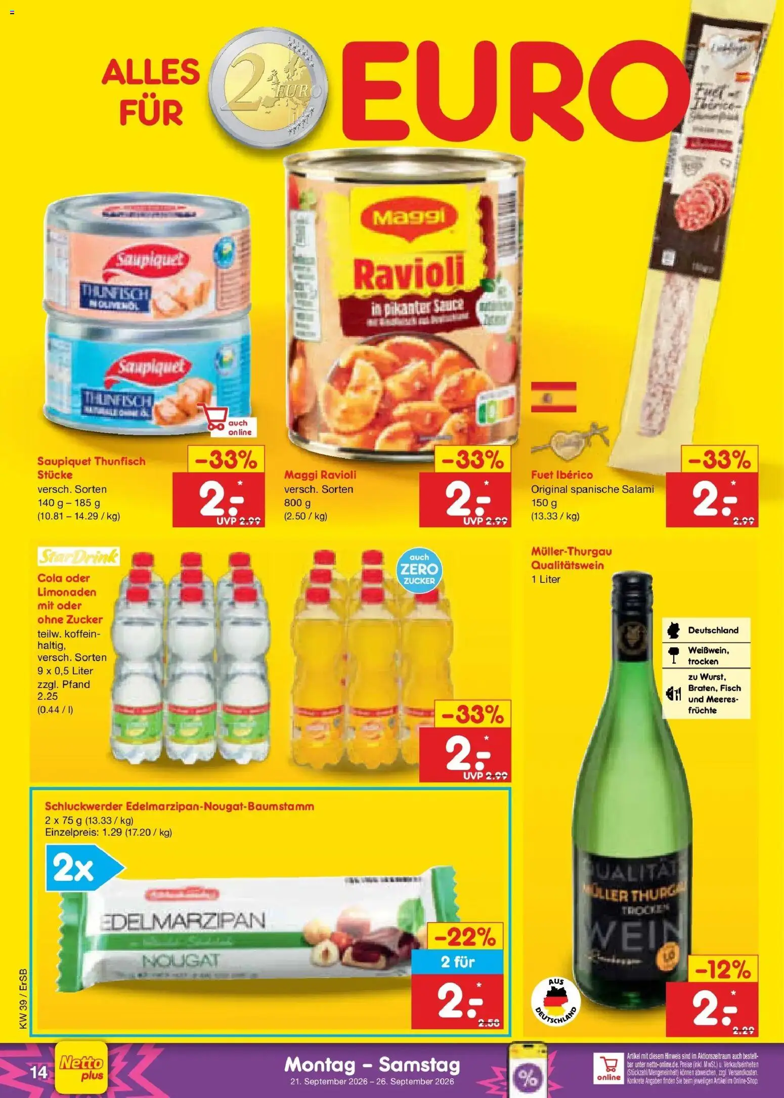 Netto Marken-Discount Prospekt Naumburg – gültig ab 21.09.2026 | Seite: 22 | Produkte: Maggi, Thunfisch, Fisch, Salami