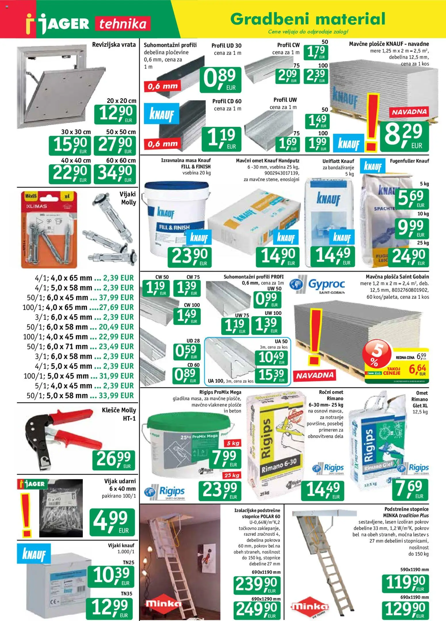 Novi Jager katalog ponudbe – veljaven od 05.08.2026 | Stran: 1 | Izdelki: Kos, Stopnice, Beton, Vrata