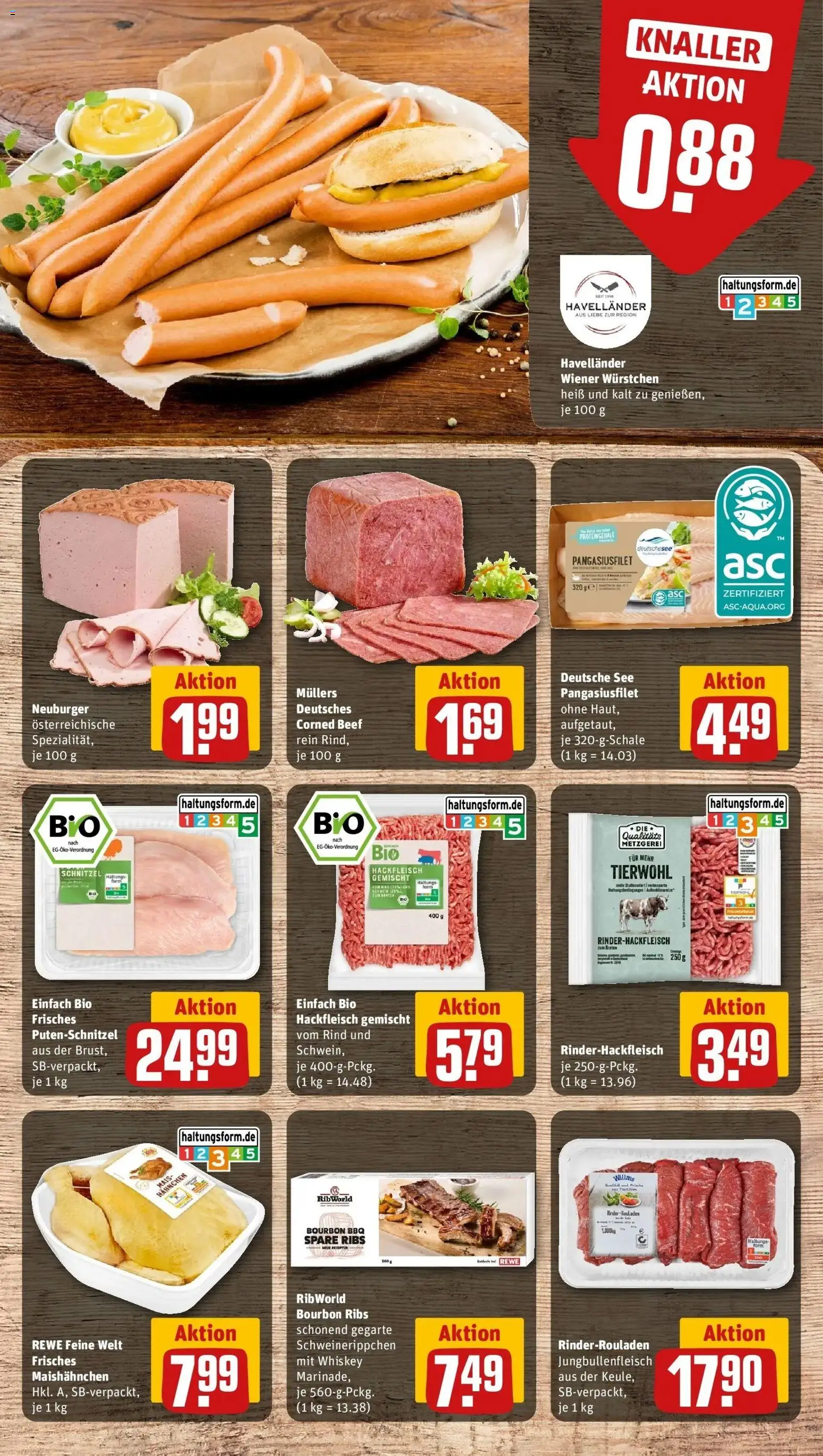 REWE Prospekt ab 28.09.2026 zum Blättern » Angebote | Seite: 14 | Produkte: Mais, Spare ribs, Schnitzel, Whiskey