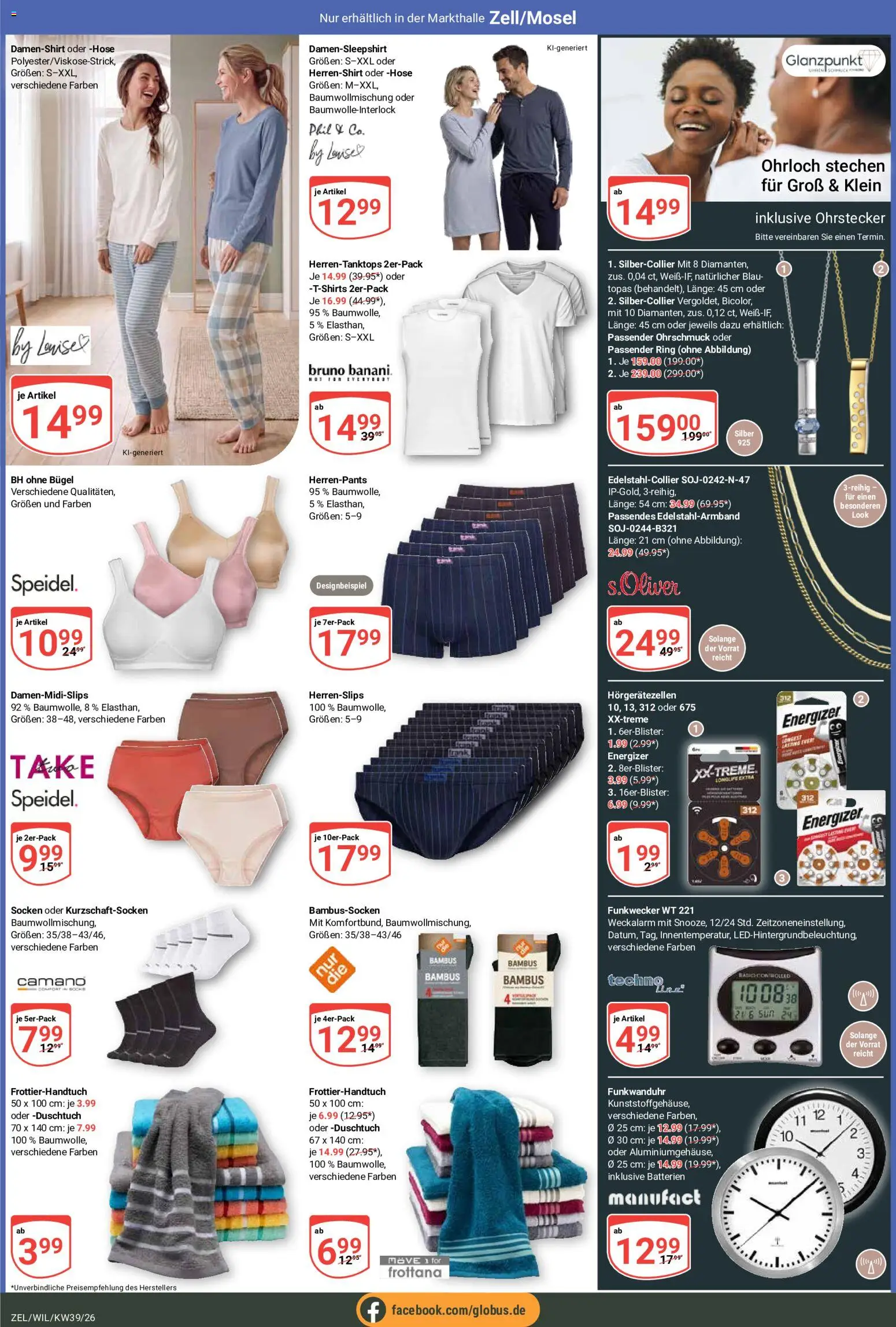 Globus Prospekt Zell – gültig ab 21.09.2026 | Seite: 26 | Produkte: Batterien, Hose, BH, Socken