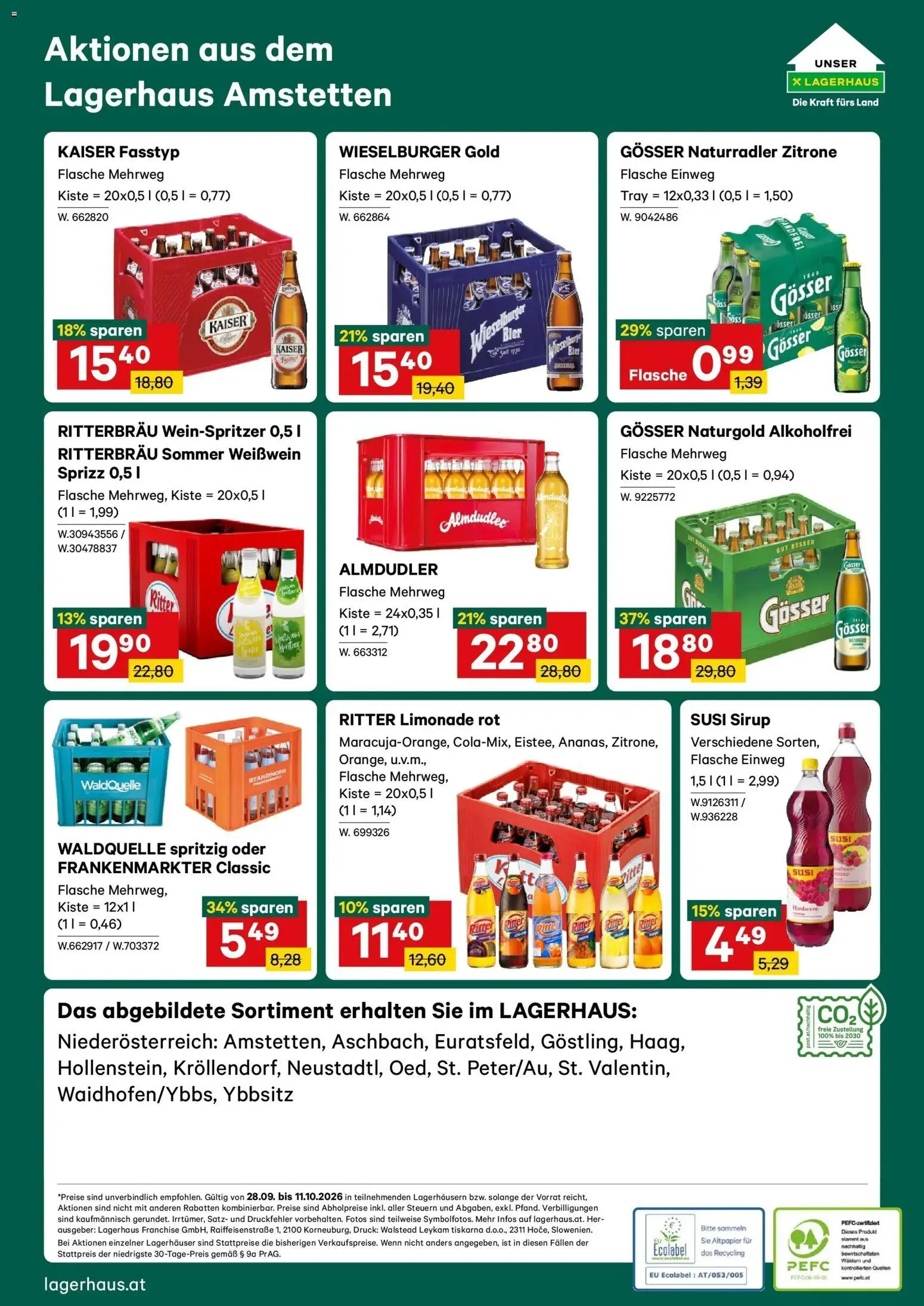 Lagerhaus Wochen Angebote gültig ab 28.09.2026 | Seite: 6 | Produkte: Zitrone, Himbeere, Weißwein, Bier