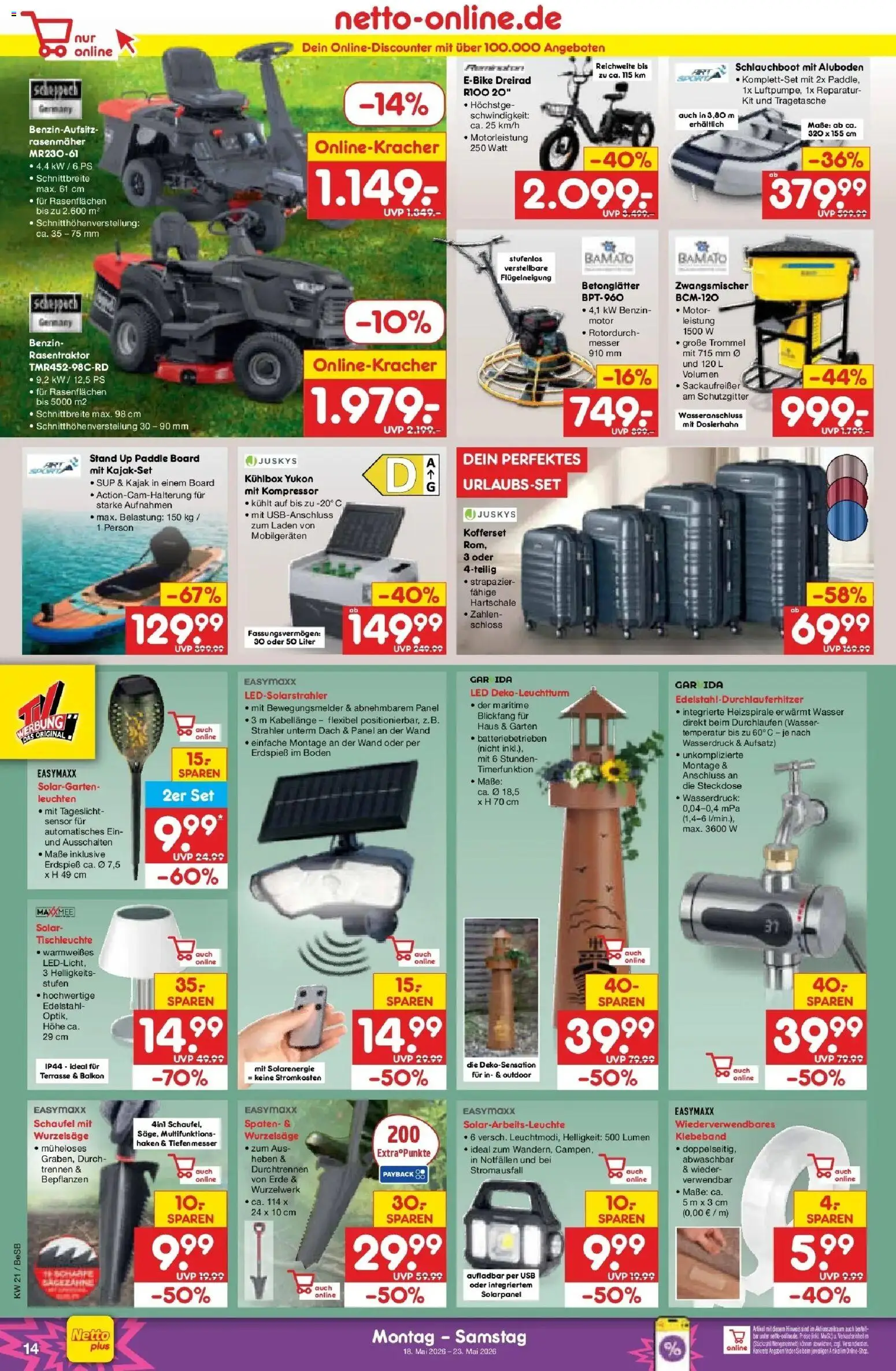 Netto Marken-Discount Prospekt Kremmen	 – gültig ab 17.05.2026 | Seite: 14 | Produkte: USB, Rasenmäher, Steckdose, Wasser