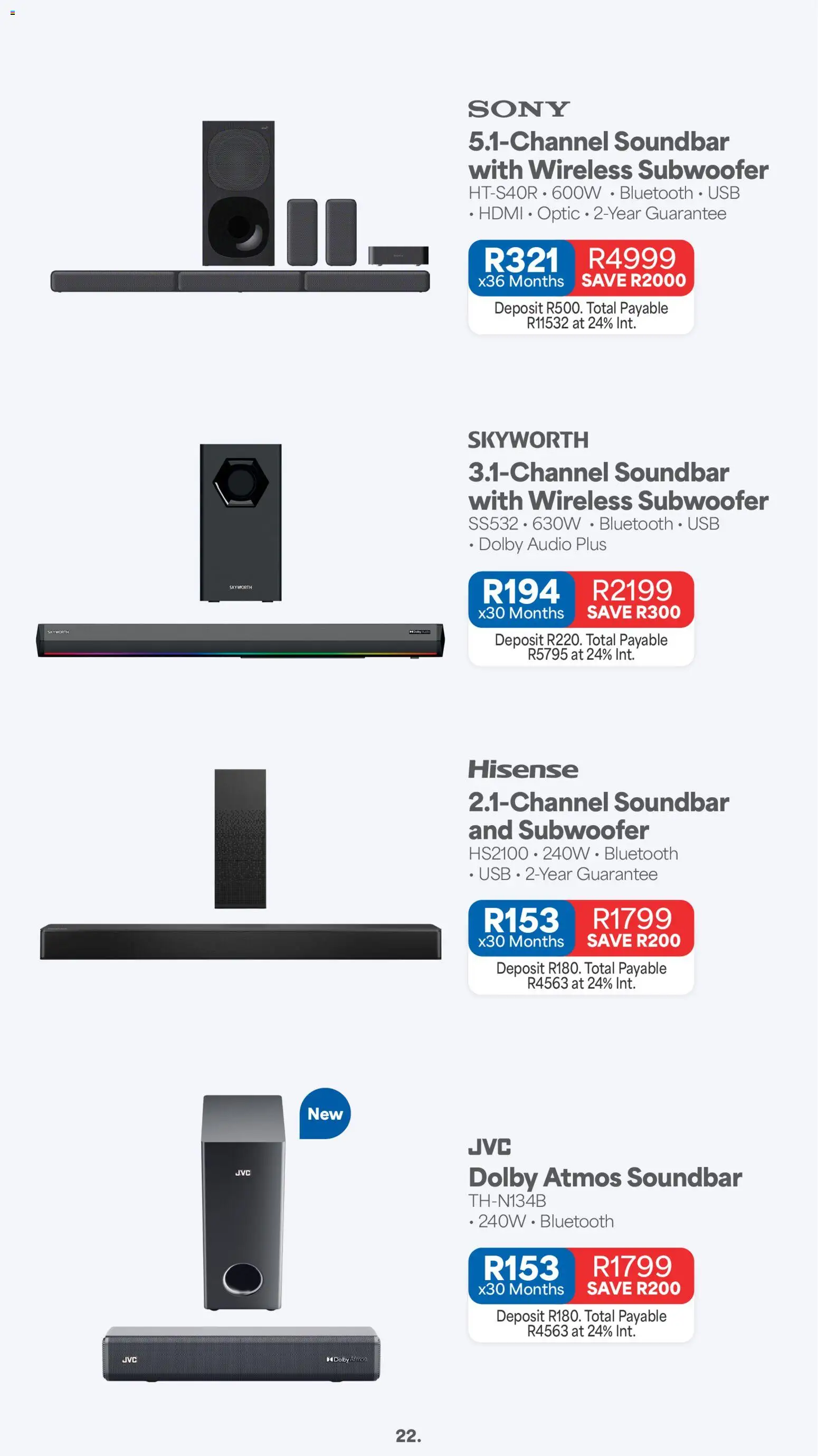 New OK Furniture catalogue – valid from 07/09/2026 | Page: 22 | Products: Audio, USB, Soundbar, Subwoofer