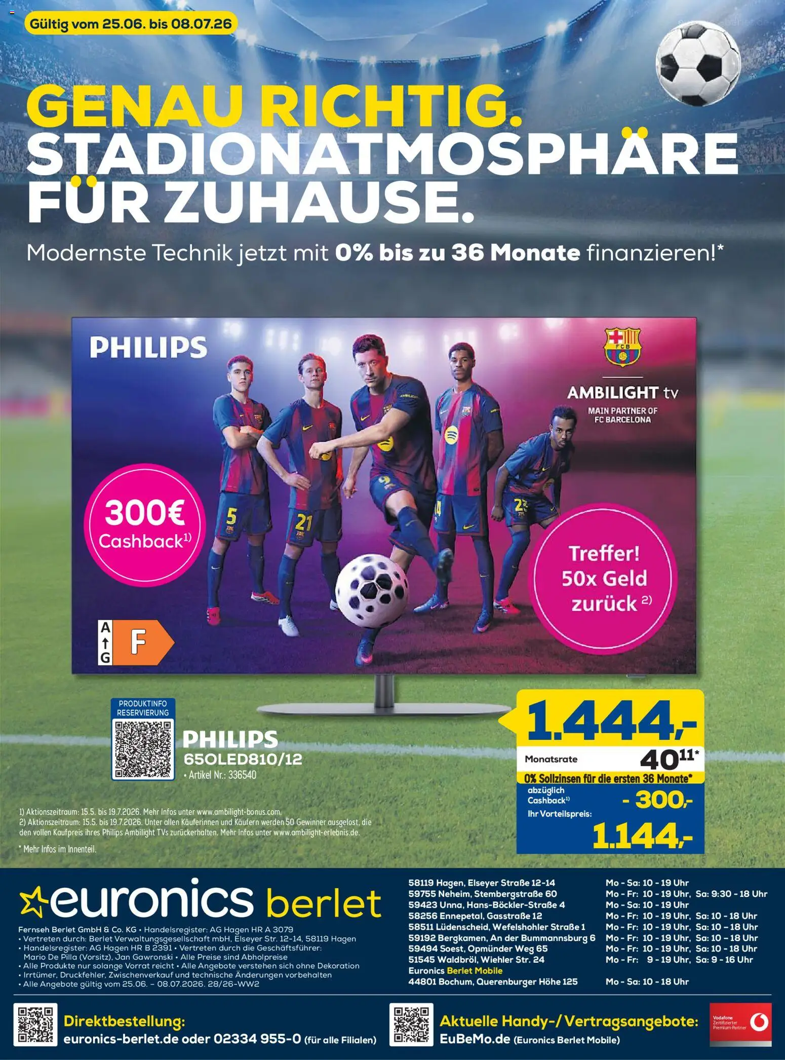 Euronics Prospekt Berlet – gültig ab 25.06.2026 | Seite: 20 | Produkte: Philips, Uhr, TV