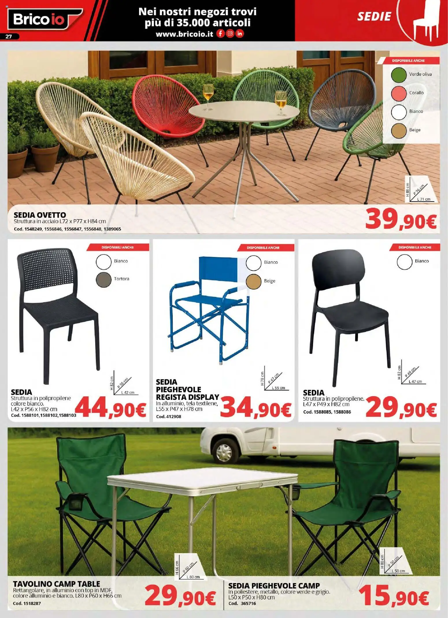 Volantino Brico io del 30.03.2026 | Pagina: 27 | Prodotti: Tavolino, Top, Alluminio, Sedia