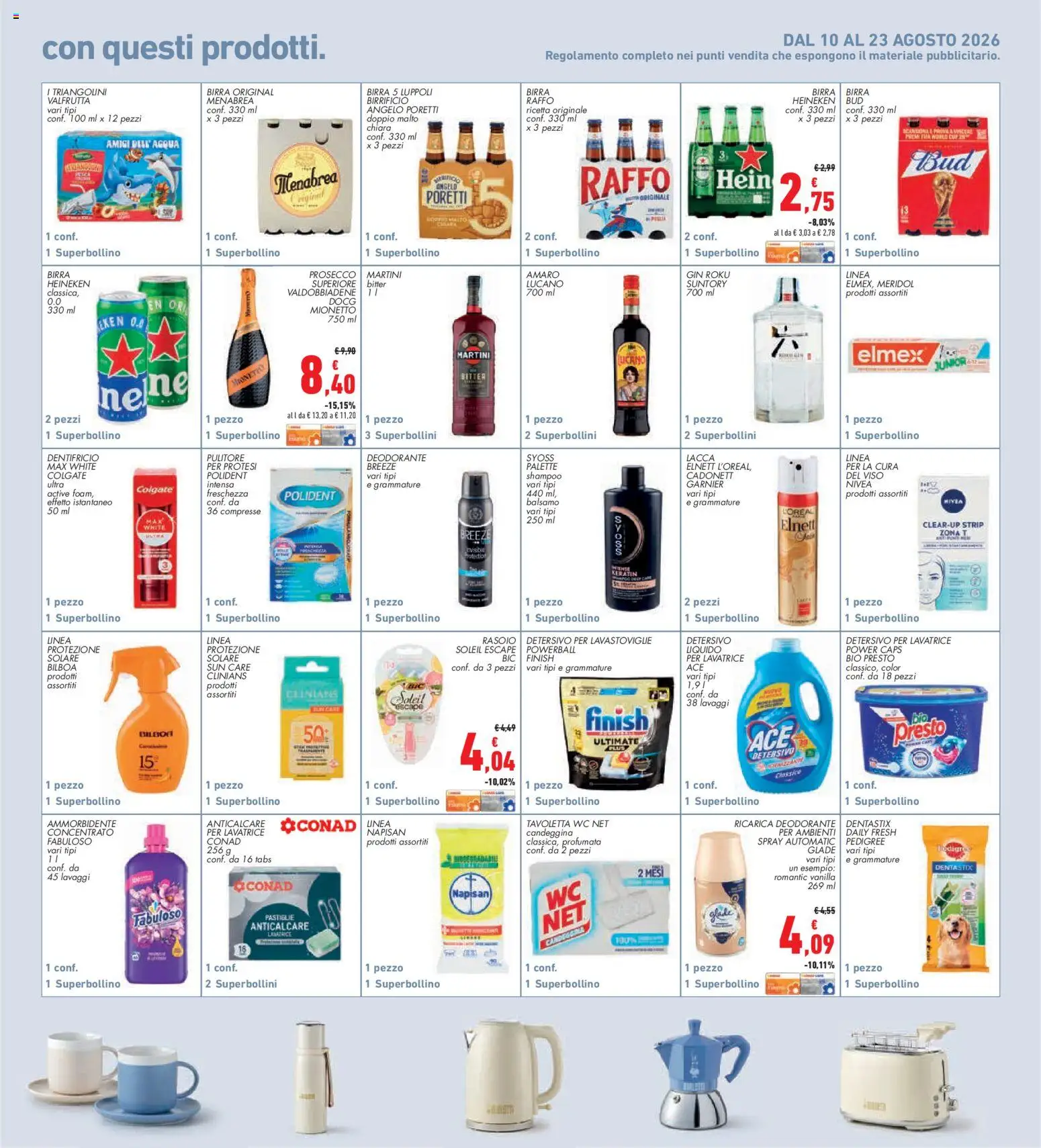 Volantino Conad del 13/08/2026 | Pagina: 31 | Prodotti: Lacca, Acqua, Lavastoviglie, Amaro