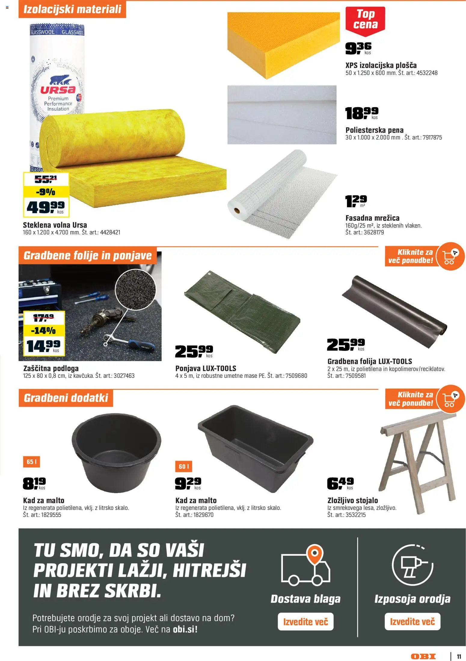 Novi OBI katalog ponudbe – veljaven od 01.10.2026 | Stran: 11 | Izdelki: Orodje, Podloga, Mrežica, Folija