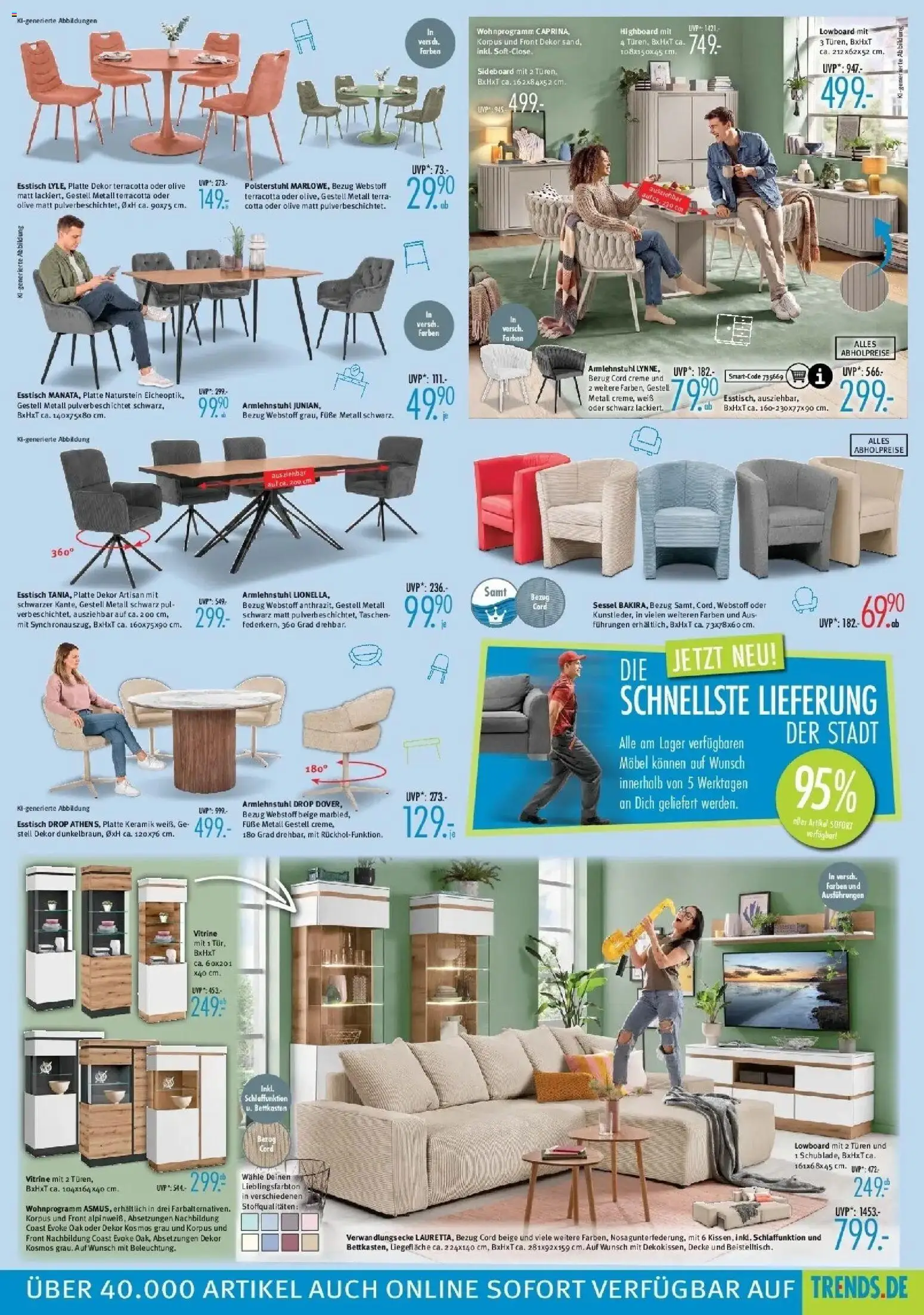 Trends - Ostermann Trends: Neue Möbel wirken Wunder. (ab 19.09.2026) zum Blättern | Seite: 4 | Produkte: Sideboard, Lowboard, Esstisch, Decke